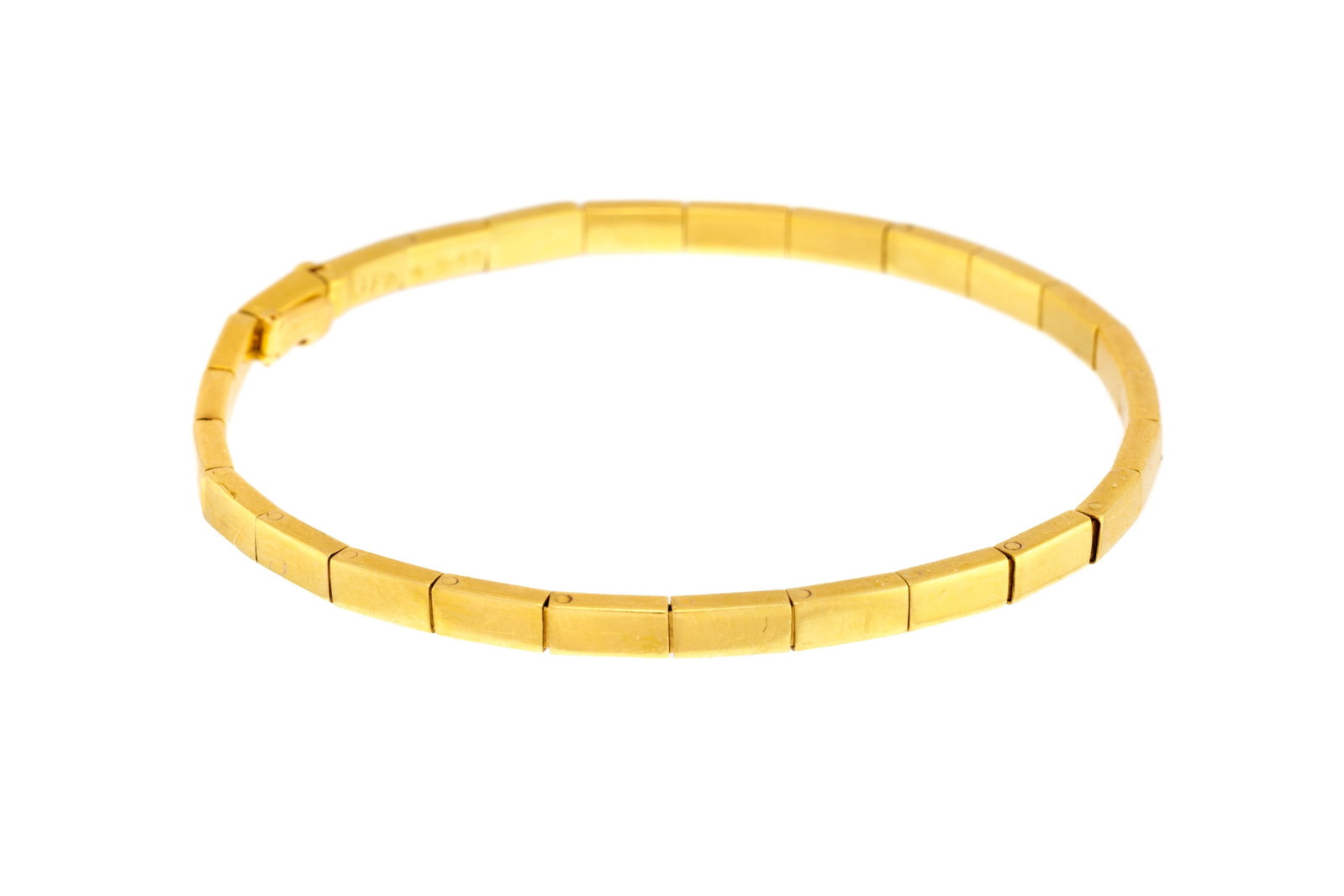 Hermès, bracelet années 1950 articulé d'une succession de maillons rectangulaires, si: Hermès, bracelet années 1950 articulé d'une succession de maillons rectangulaires, signé, long. 17.7 cm, 8g Condition Bon état de conservation général.