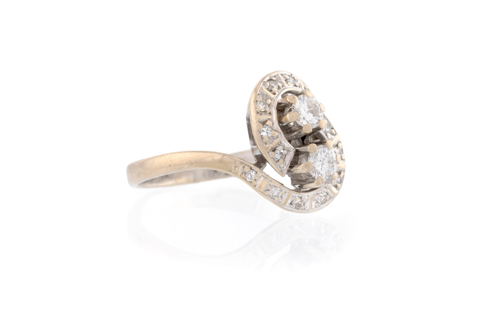 Bague or 750 sertie de diamants taille 8/8 et brillant, doigt 55-15, 4g - 2