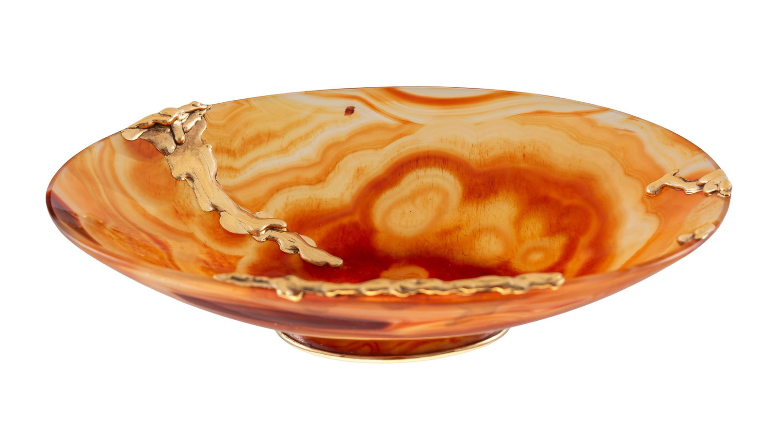 Coupe en agate décorée de coulures d'or 750, 20x14x5.0 mm (1 of 5)