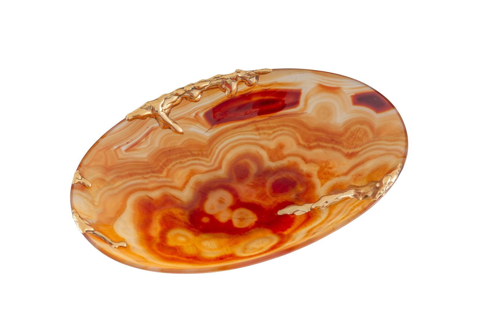 Coupe en agate décorée de coulures d'or 750, 20x14x5.0 mm - 2
