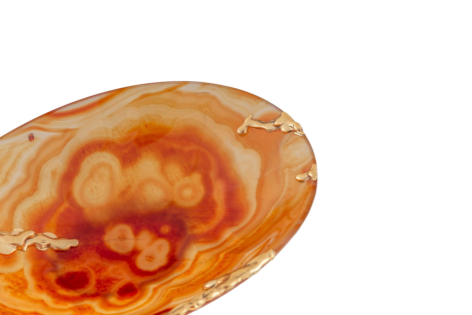 Coupe en agate décorée de coulures d'or 750, 20x14x5.0 mm - 3