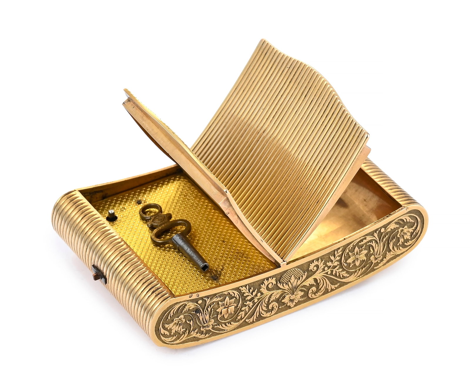 Tabatière en or avec boîte à musique, circa 1820-1830, deux vantaux au décor c&# - 4