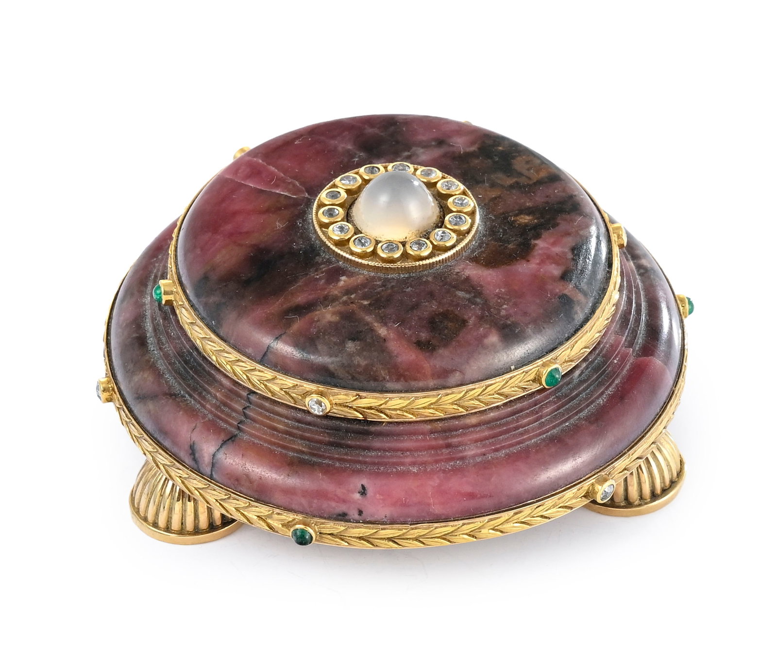 Sonnette de table en rhodonite avec monture en or, XXe s., porte des poinçons apocryphes OF et  - 2
