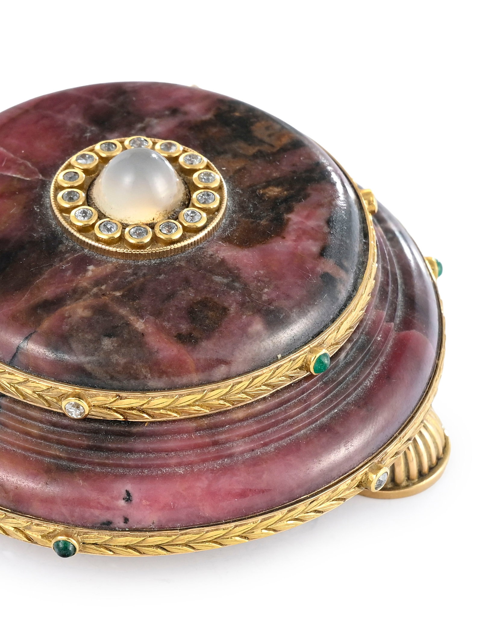 Sonnette de table en rhodonite avec monture en or, XXe s., porte des poinçons apocryphes OF et  - 3