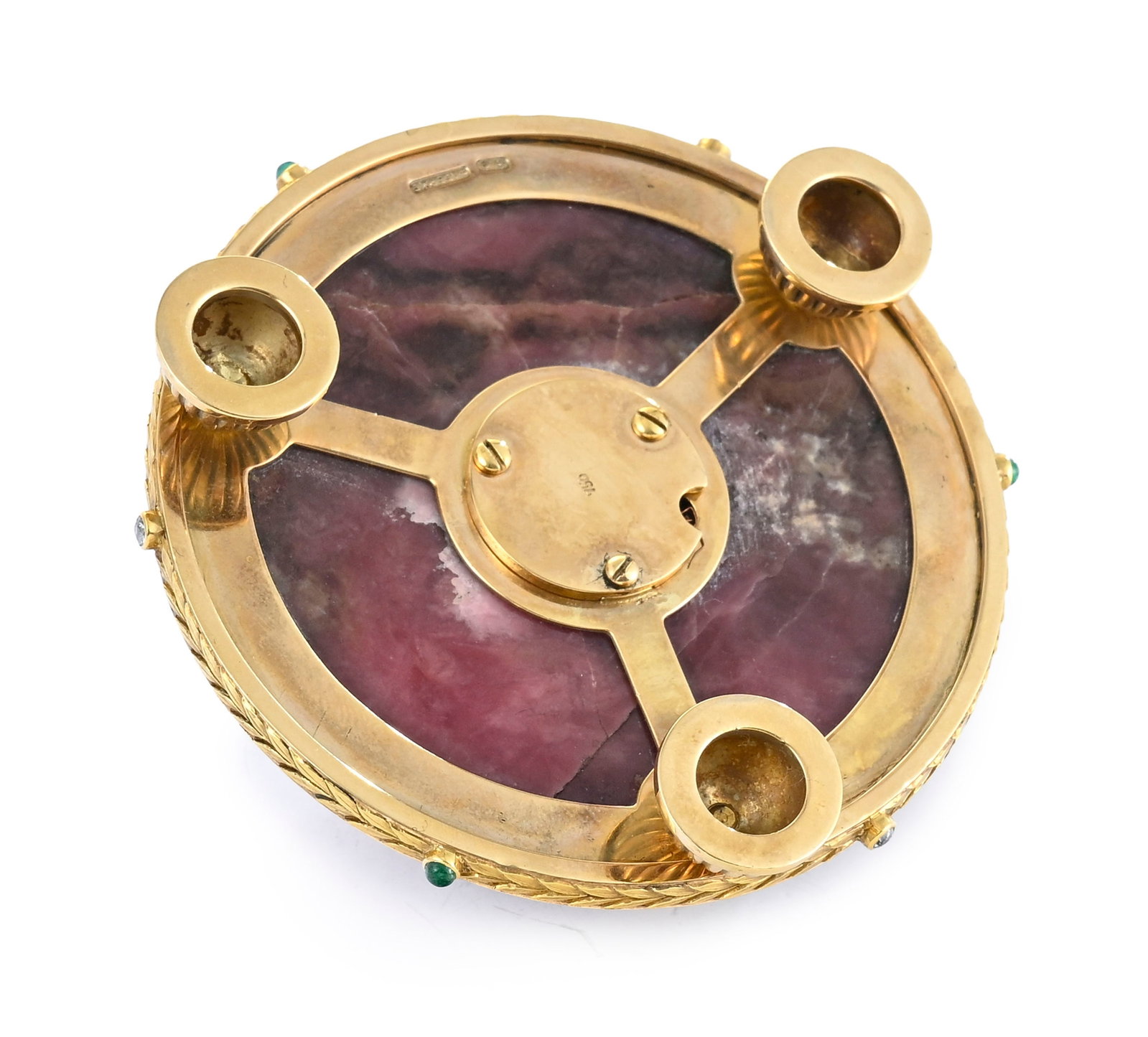 Sonnette de table en rhodonite avec monture en or, XXe s., porte des poinçons apocryphes OF et  - 4