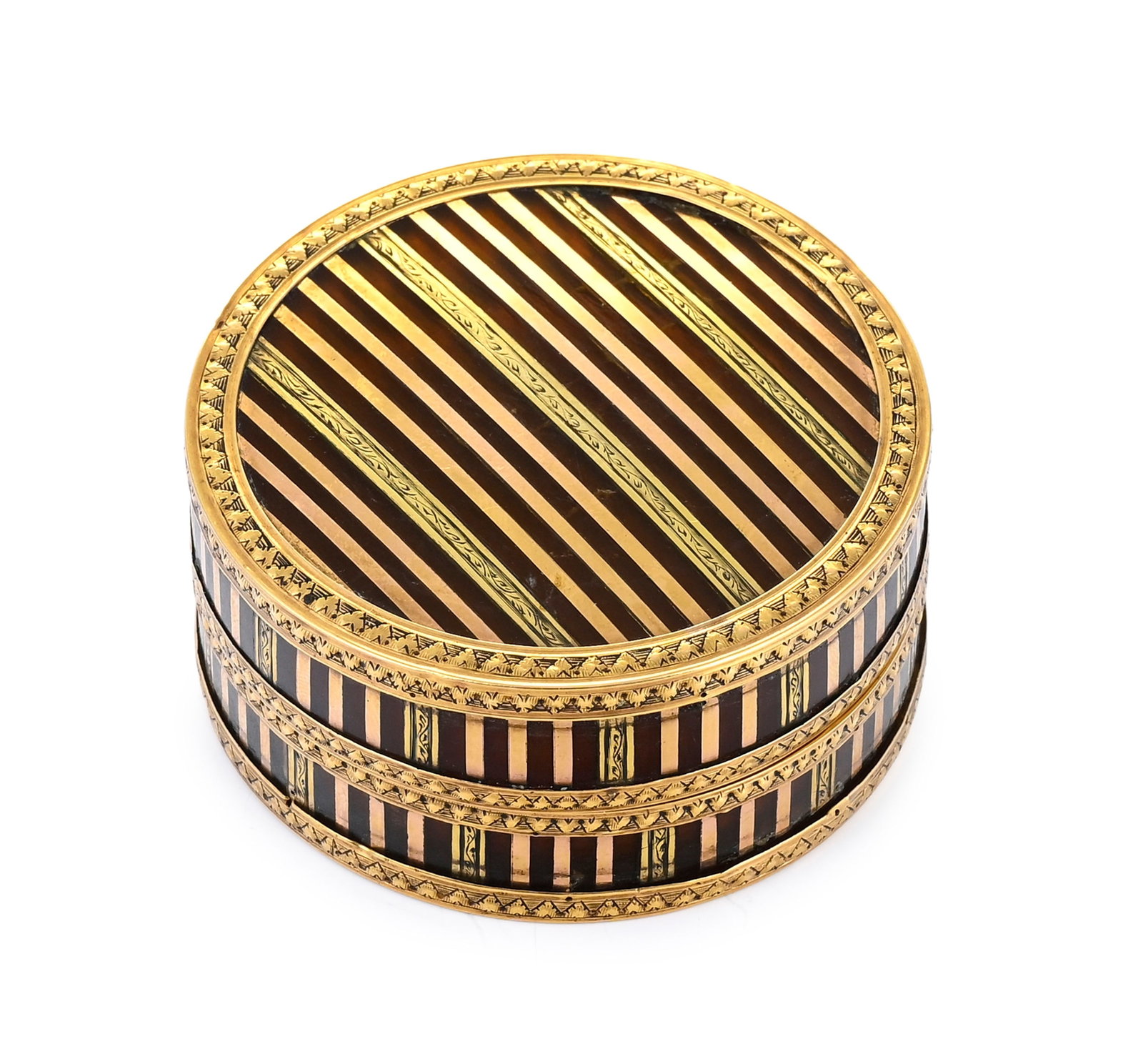 Boîte ronde en écaille avec monture en or, centrée d'un portrait de dame, Louis XVI,  - 6