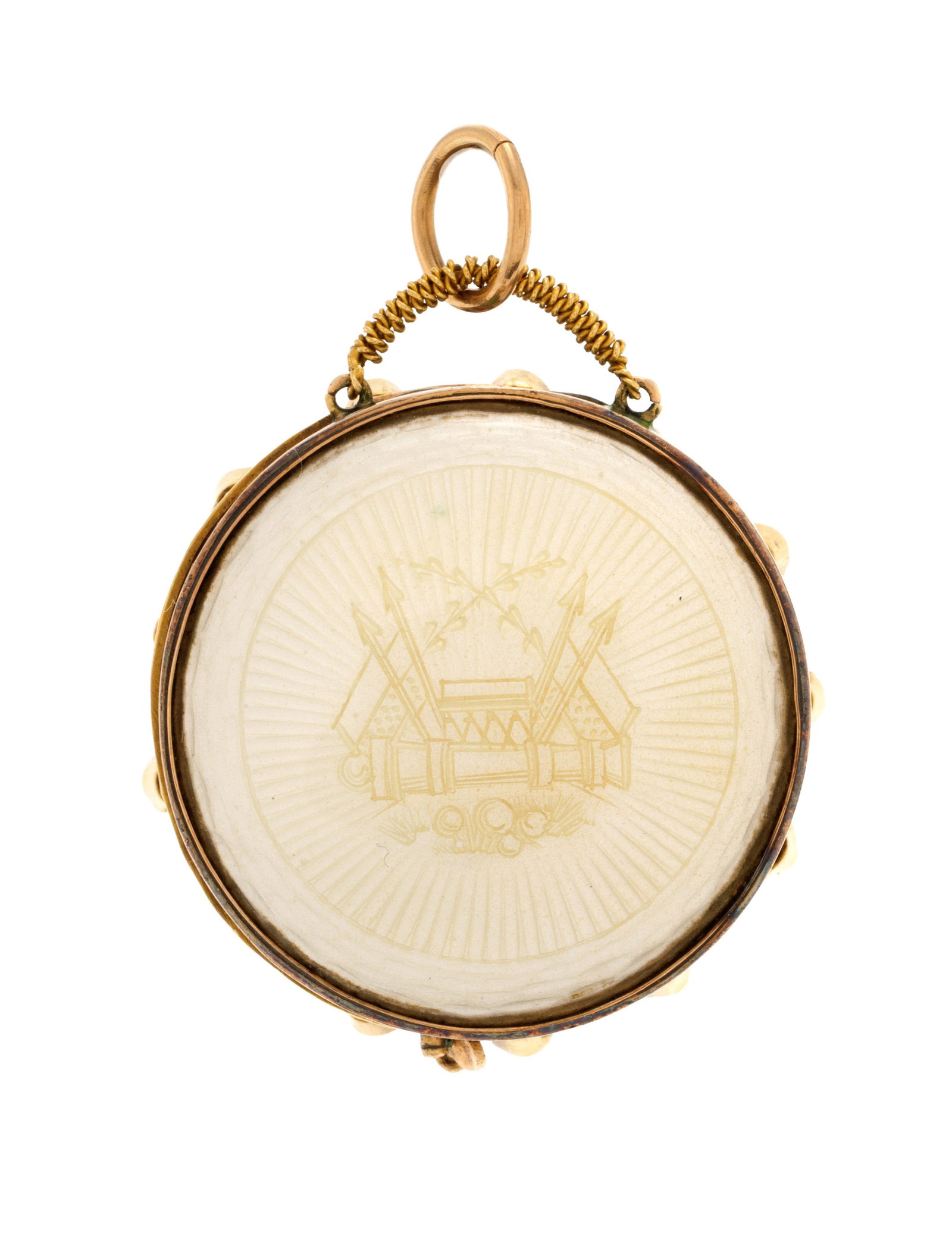 Montre et vinaigrette en forme de tambour en or, argent, laiton et émail polychrome, XIXe s.  - 5
