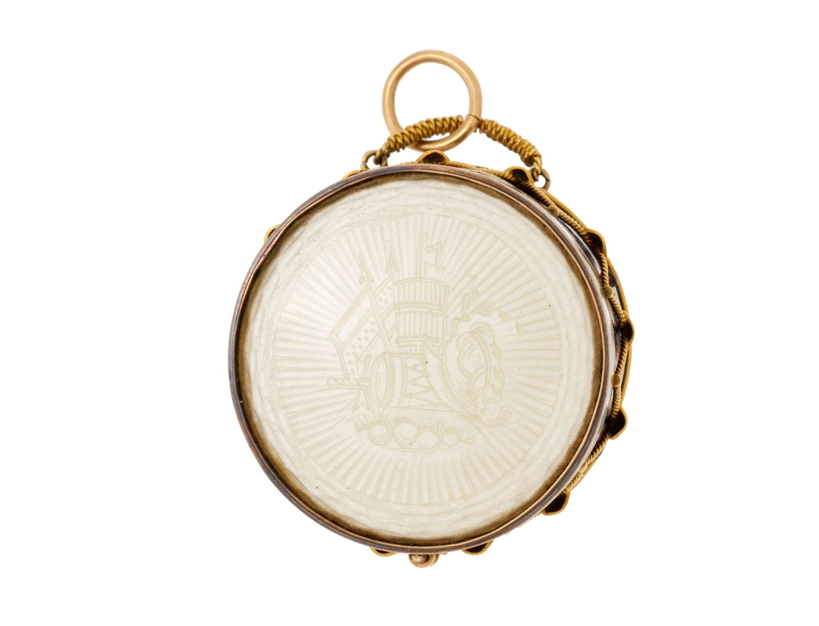 Montre et vinaigrette en forme de tambour en or, argent, laiton et émail polychrome, XIXe s.  - 6