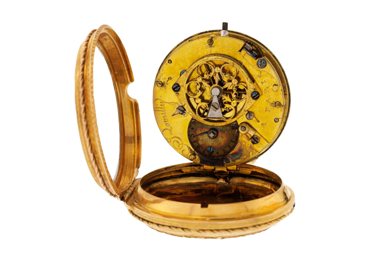 Romilly à Paris, montre de poche en or ornée d’une scène galante émaill - 4