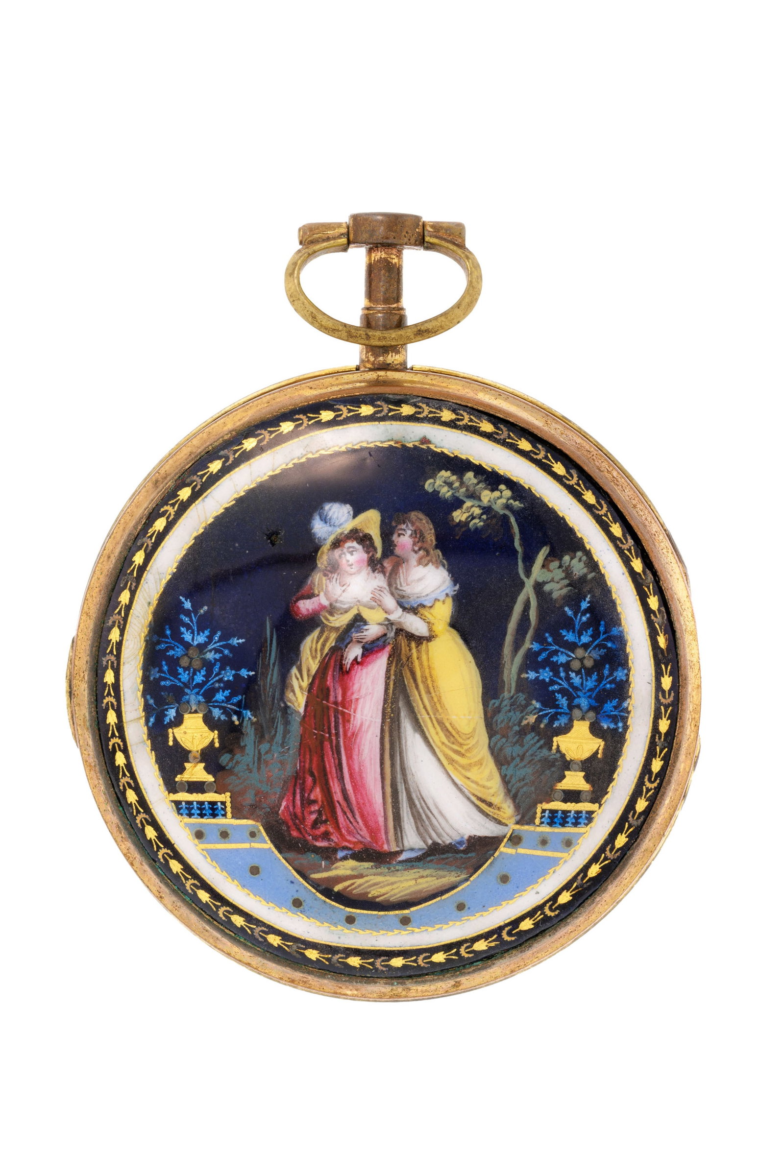Willeumier Frères à Tramelan, montre de poche à coq en laiton et émail à d& - 3