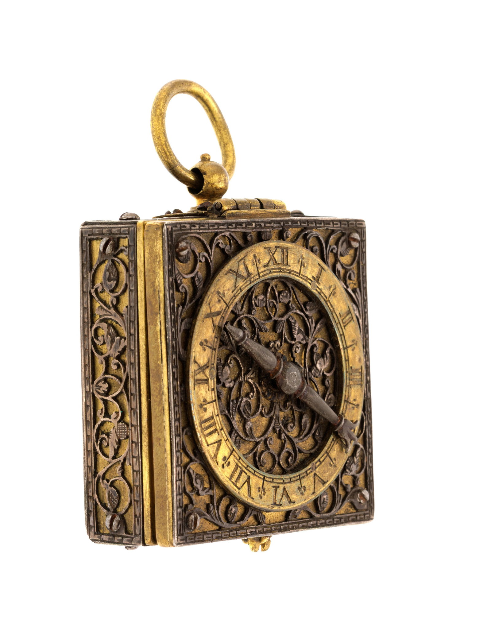 Johann Sigmund, montre de poche à coq carré en argent et laiton, XVIIIe dans le style du X - 2