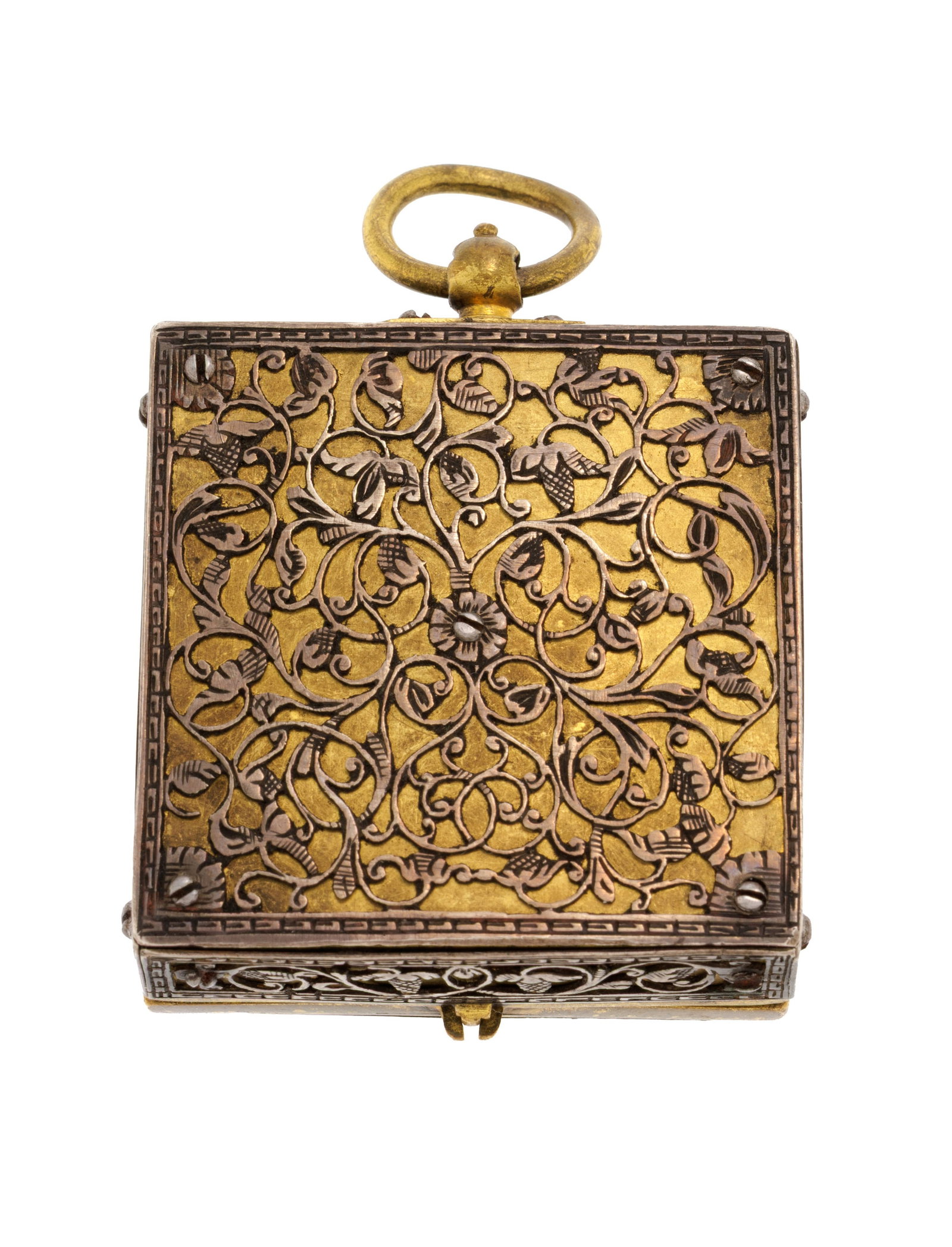 Johann Sigmund, montre de poche à coq carré en argent et laiton, XVIIIe dans le style du X - 3