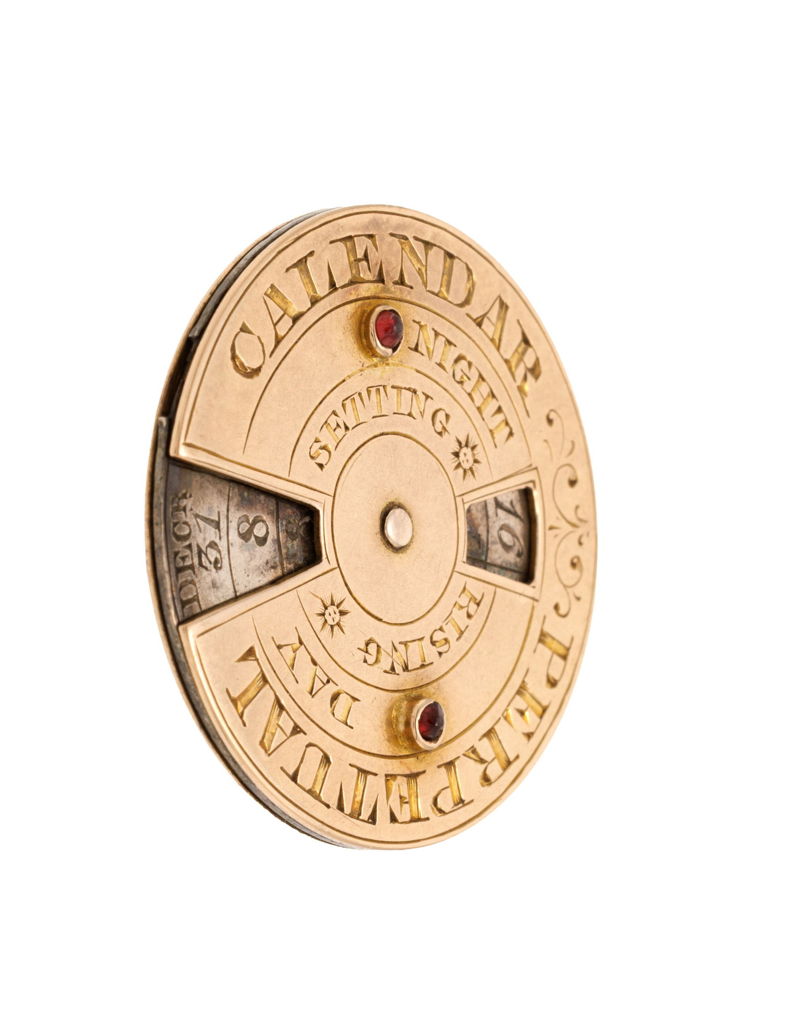 Calendrier perpétuel manuel en or et argent serti de cabochons de grenat, début XIXe s., d - 2