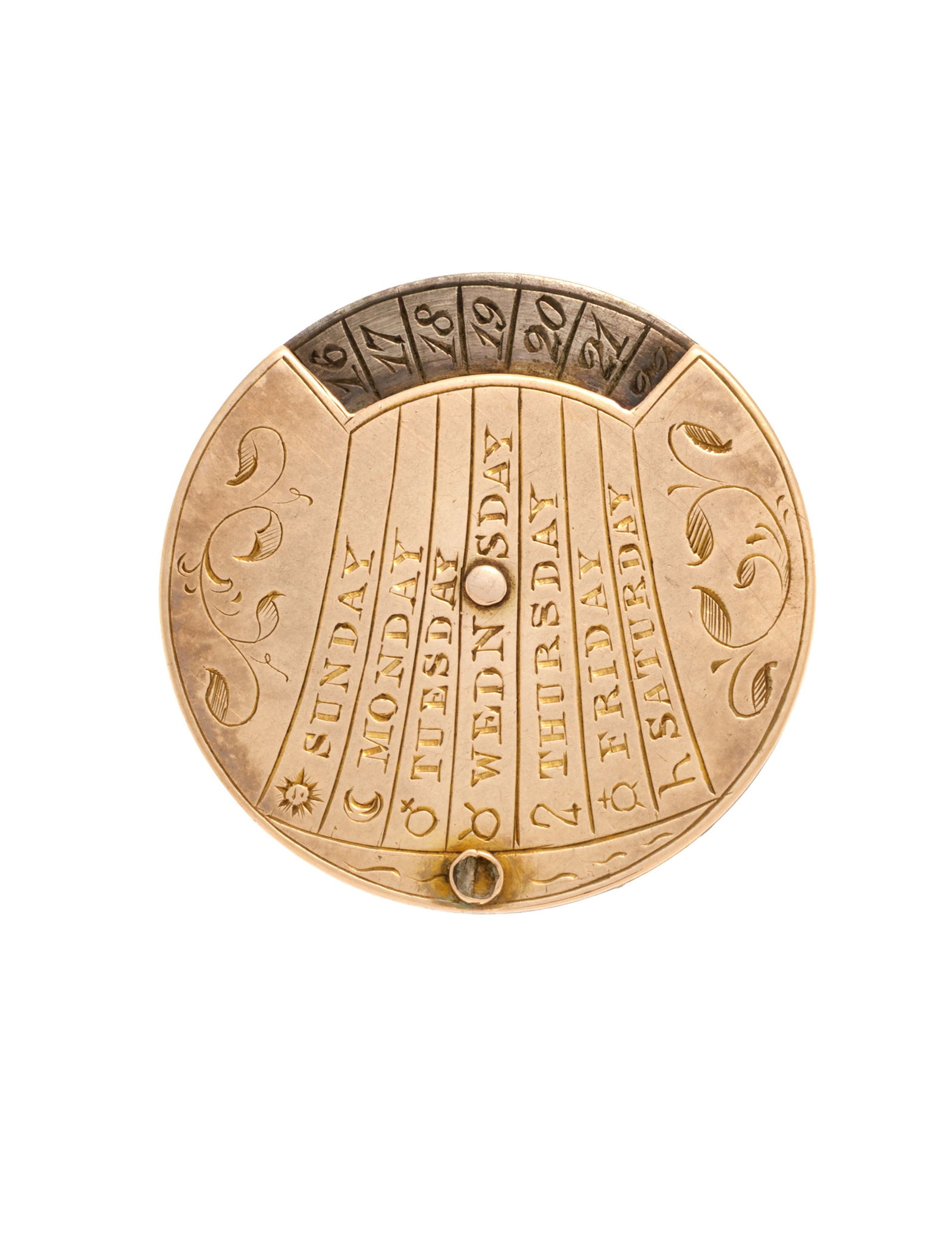 Calendrier perpétuel manuel en or et argent serti de cabochons de grenat, début XIXe s., d - 3