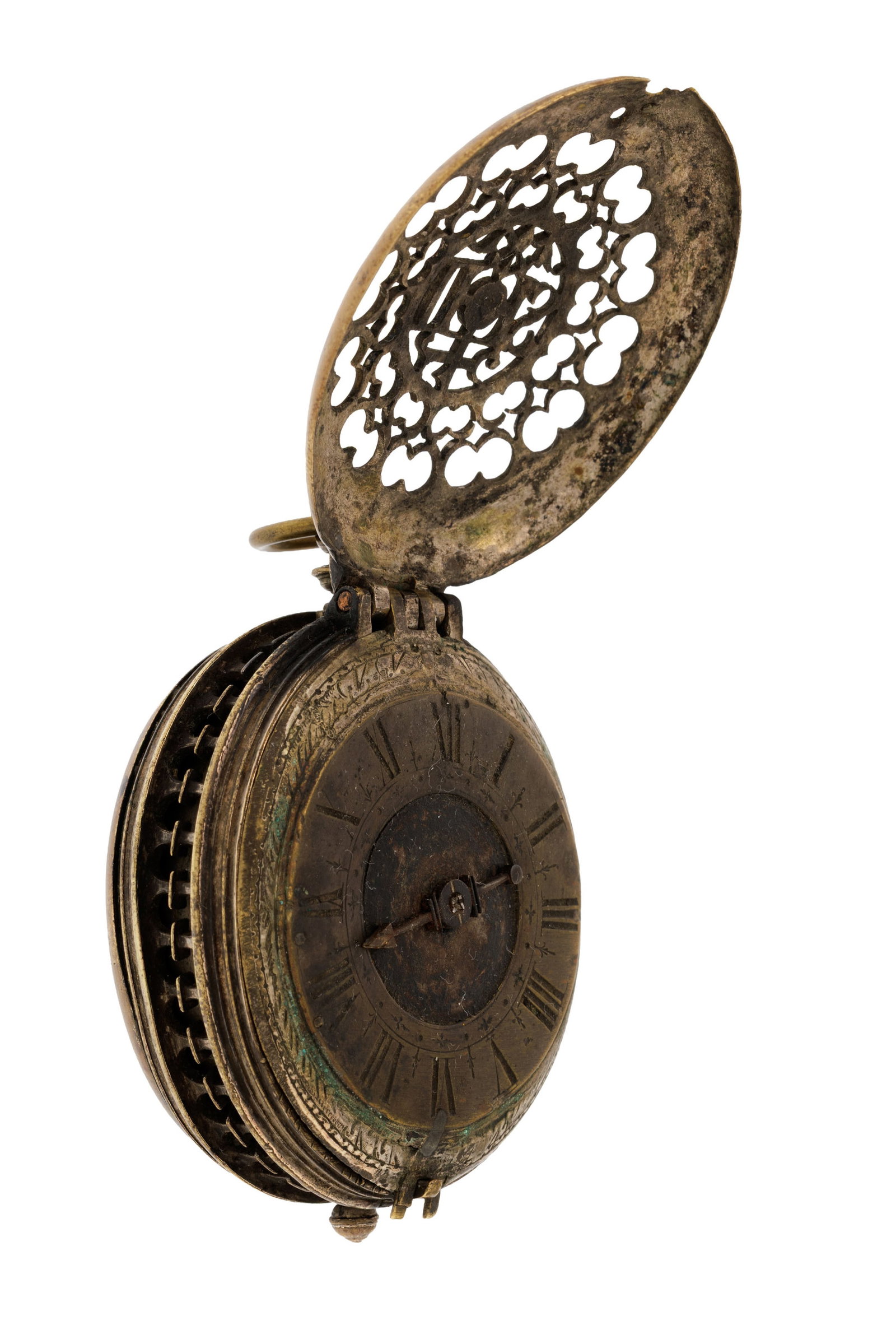 Montre de poche en acier et laiton ajouré avec probablement une sonnerie au passage des heures, - 2