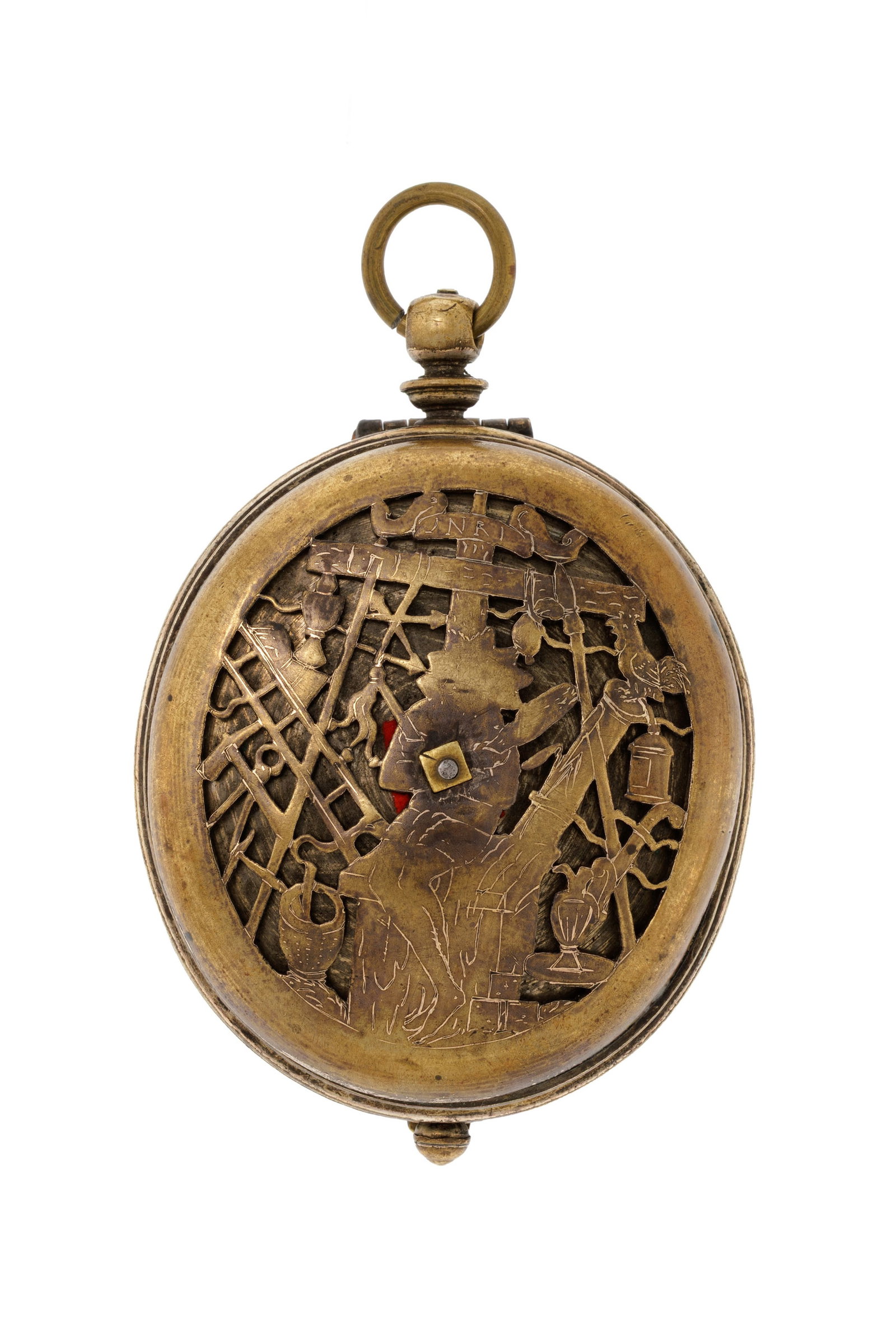 Montre de poche en acier et laiton ajouré avec probablement une sonnerie au passage des heures, - 5