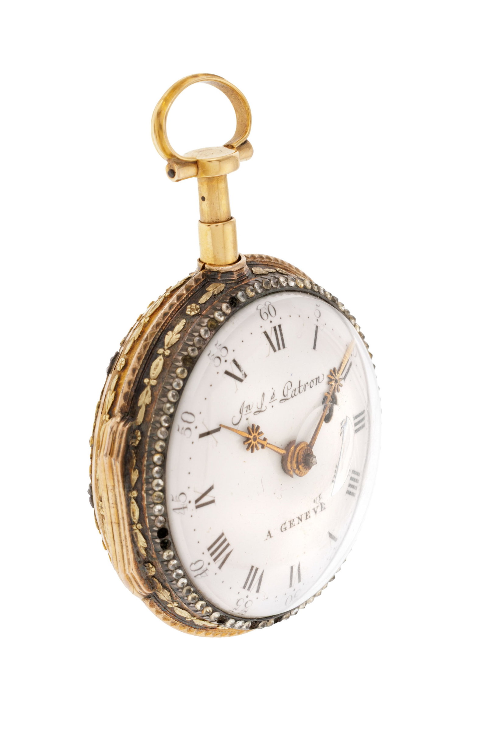 Jean-Louis Patron à Genève, montre de poche à coq en or, argent et émail à  - 2