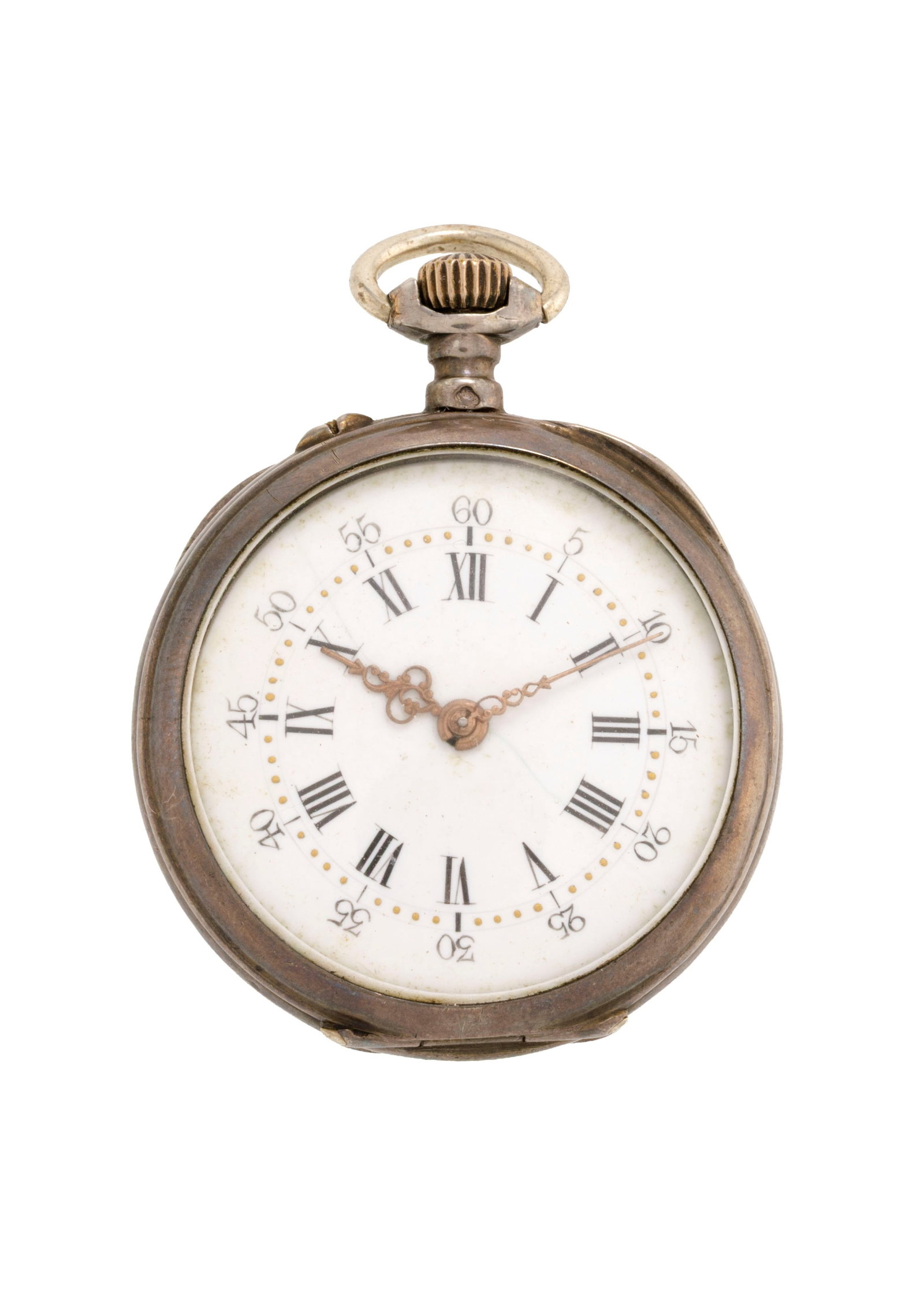 Montre de poche en argent niellé à décor de Putti, début XXe s. Mouvement: m&#: Montre de poche en argent niellé à décor de Putti, début XXe s. Mouvement: mécanique Boîtier: n°11896, diam. 32 mm Condition La montre est en état de marche au