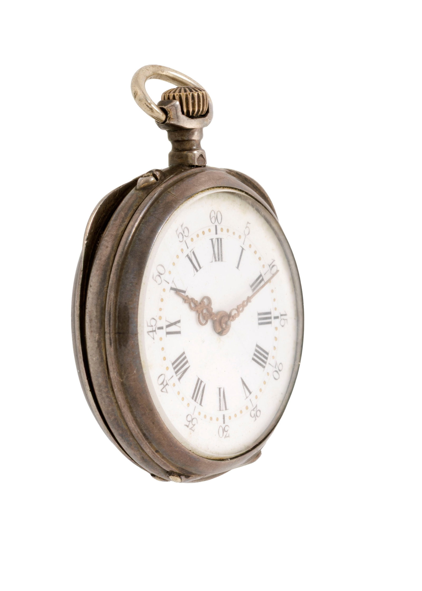 Montre de poche en argent niellé à décor de Putti, début XXe s. Mouvement: m&# - 3