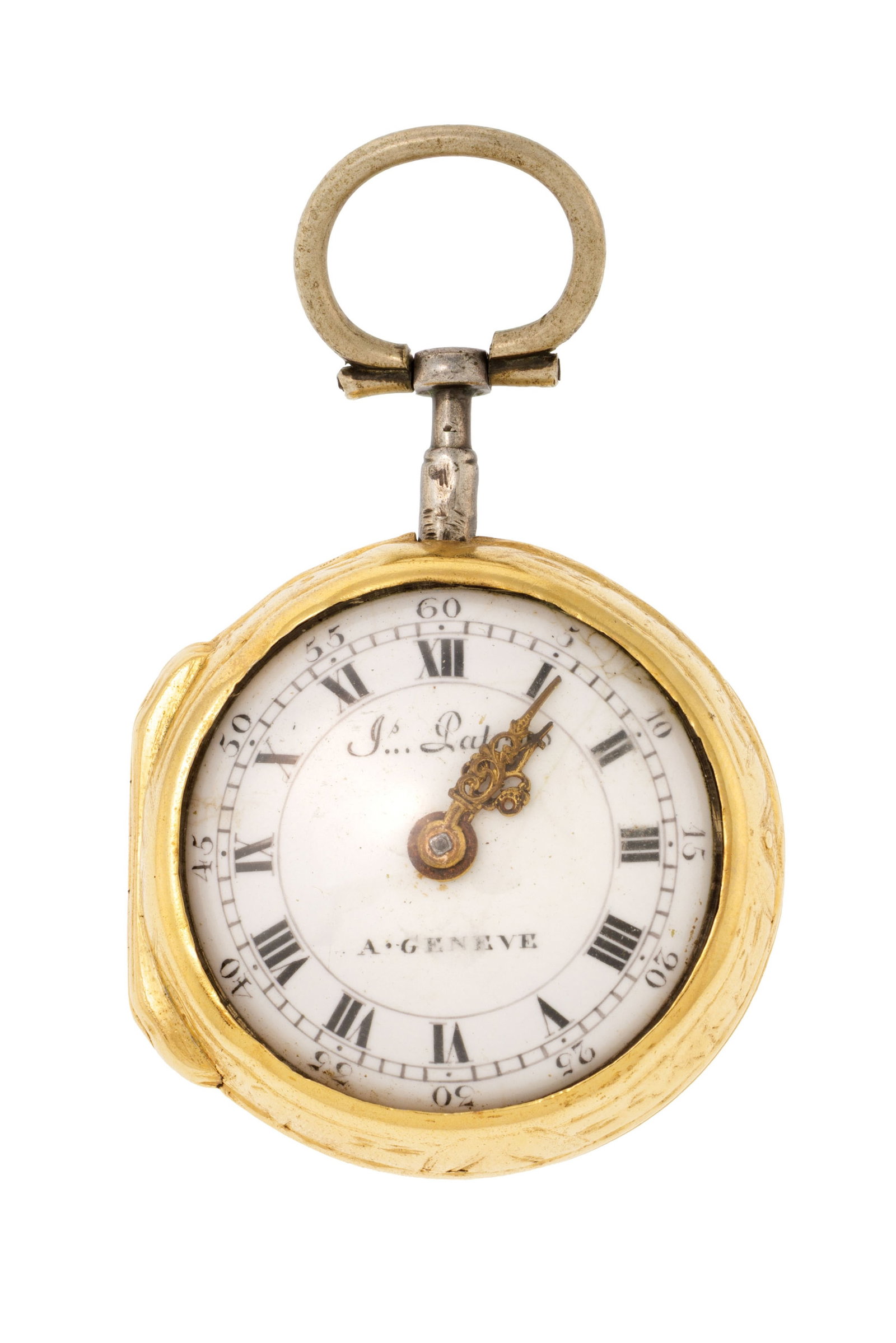 Latron à Genève, montre de poche à coq en argent avec boîtier de protection en v: Latron à Genève, montre de poche à coq en argent avec boîtier de protection en vermeil, fin XVIIIe s., début XIXe s. Mouvement: mécanique, n°5378 Boîtier: