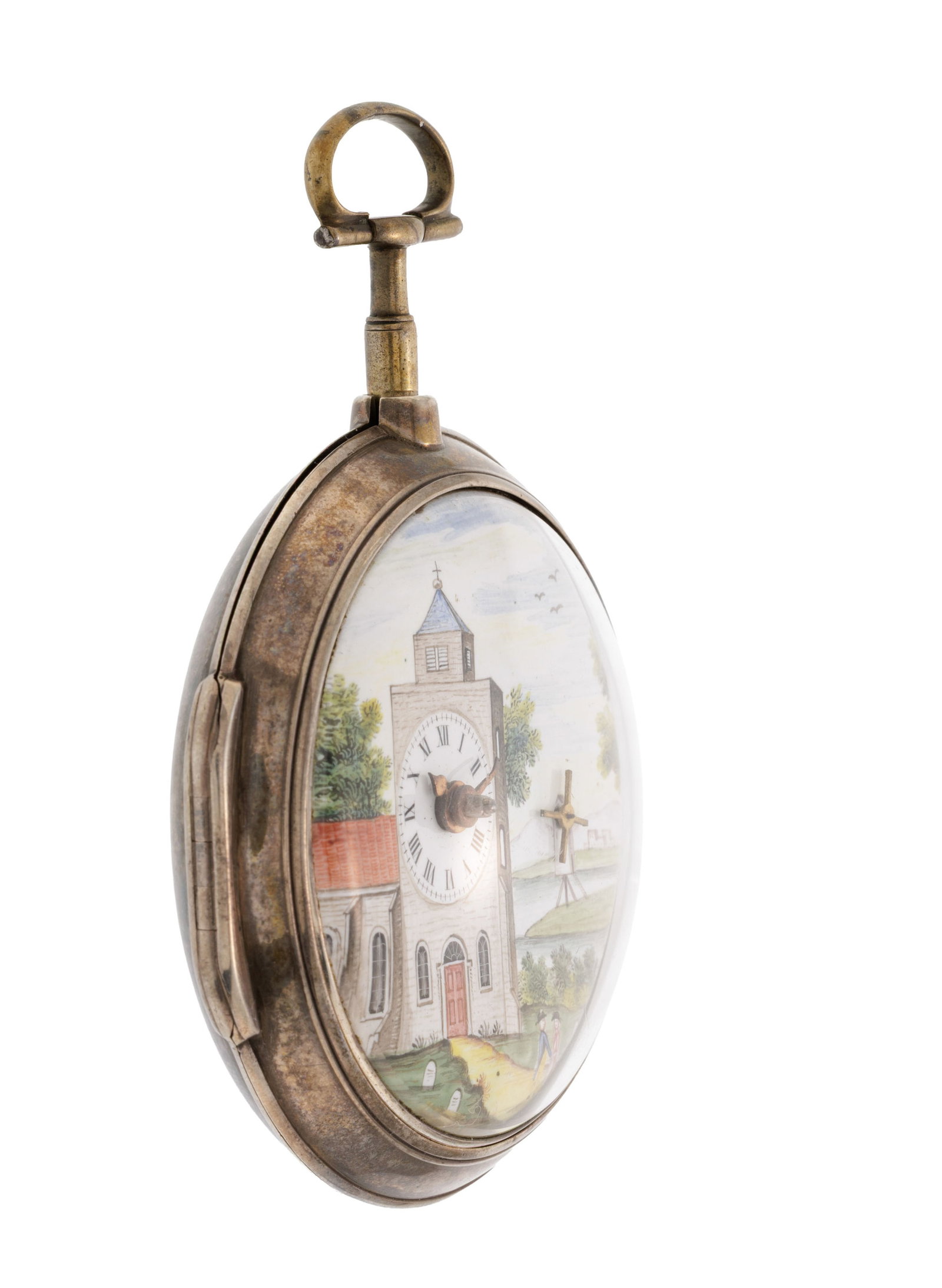 Montre de poche à coq petite seconde et boîtier de protection en argent ornée d'une p - 2