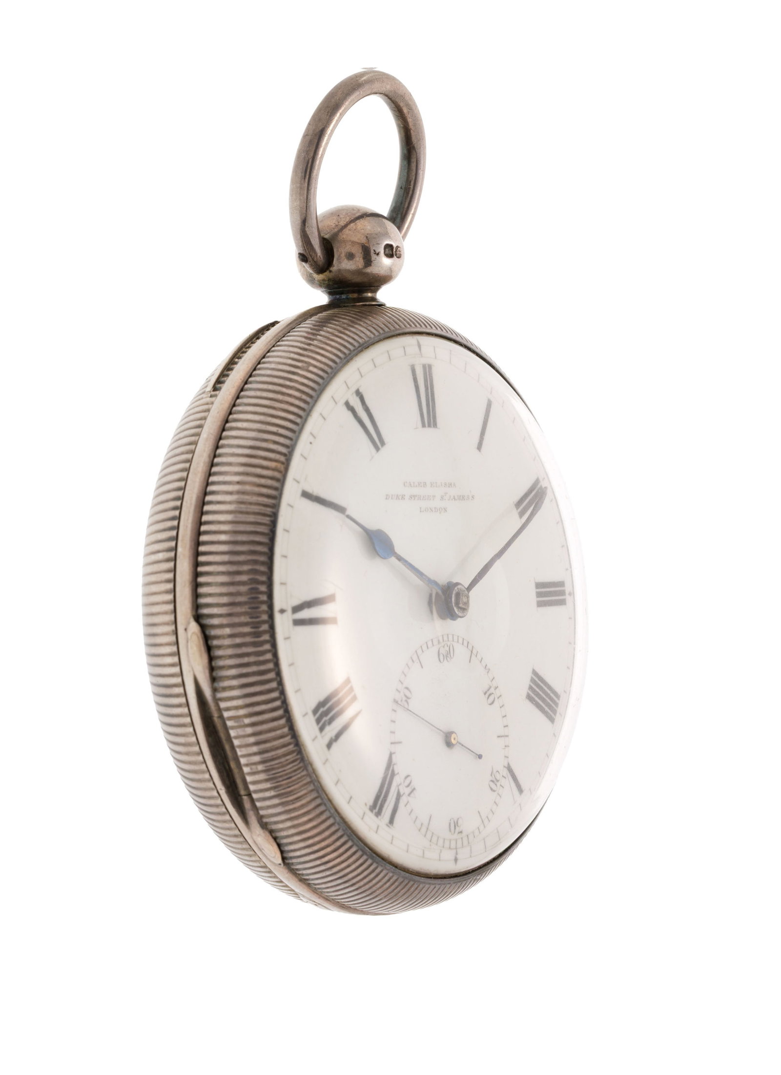 Caleb Elisha London, montre de poche petite seconde en argent guilloché, 1820-1850 Mouvement: - 2