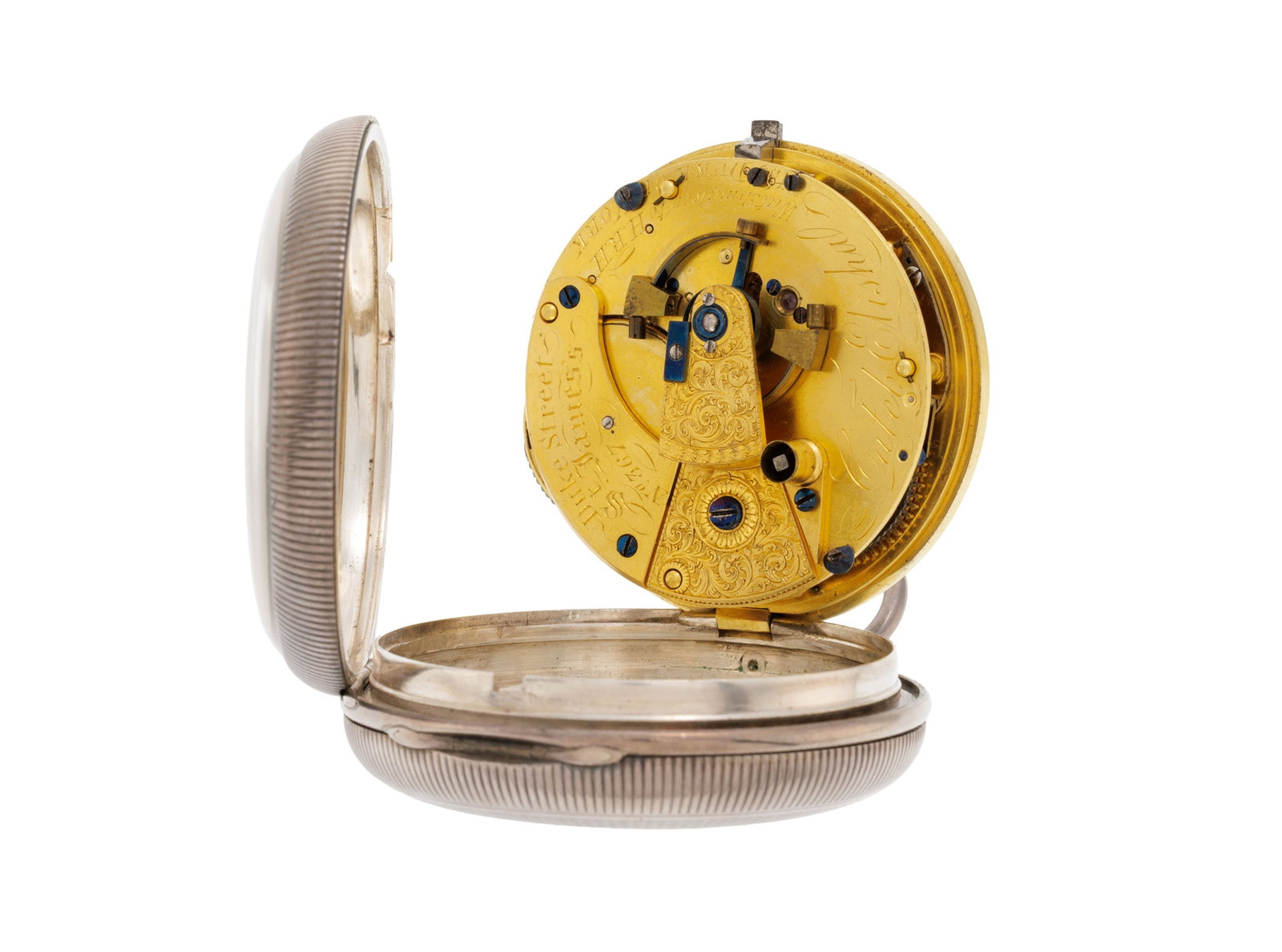 Caleb Elisha London, montre de poche petite seconde en argent guilloché, 1820-1850 Mouvement: - 4