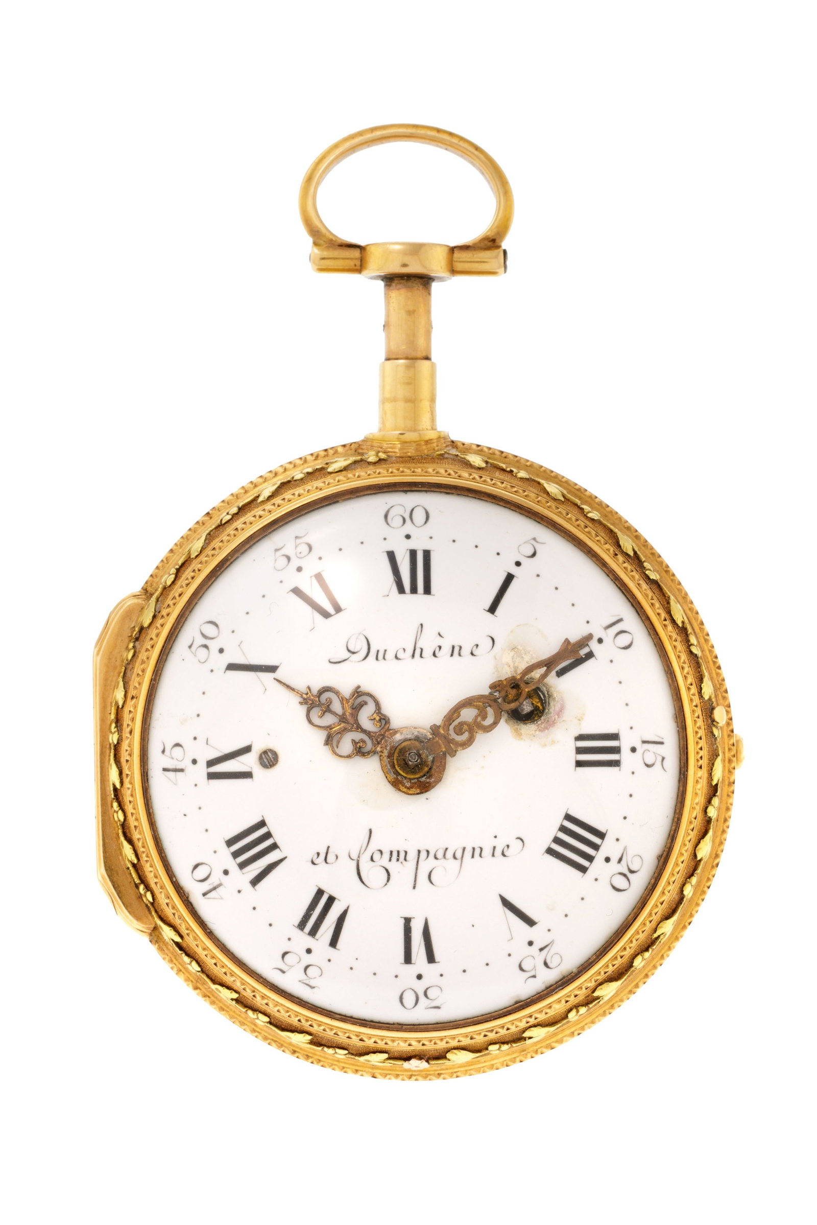Duchène et Compagnie, montre de poche à coq 3 ors à répétition ornée d: Duchène et Compagnie, montre de poche à coq 3 ors à répétition ornée d’une scène à l'antique, deuxième partie XVIIIe s. Mouvement: mécanique Bo&