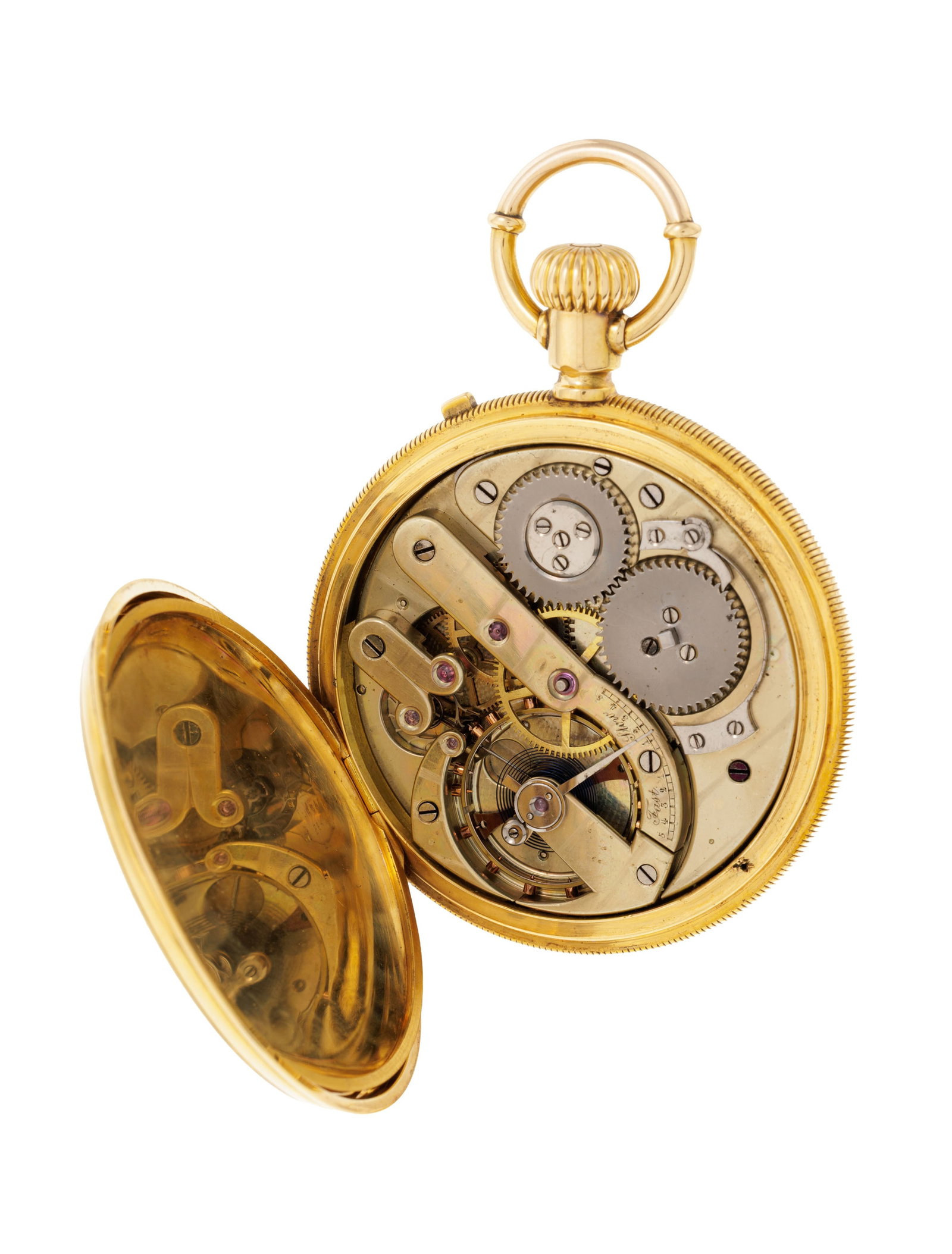 Edouard Perregaux Locle, montre de poche petite seconde savonnette en or 750, XIXe s. Mouvement: m - 6