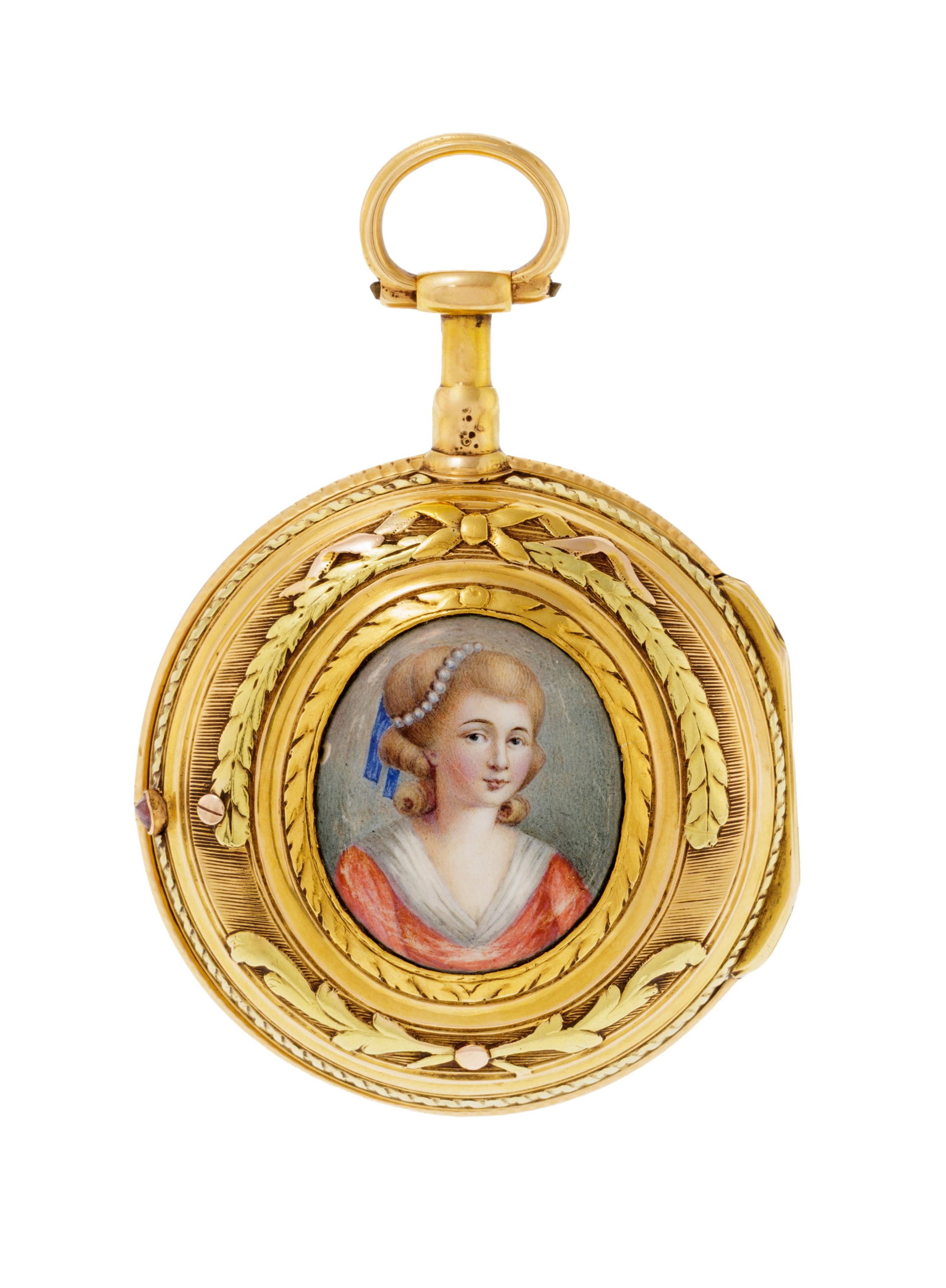L’Epine à Paris, montre de poche à coq 3 ors ornée d’un portrait éma - 3