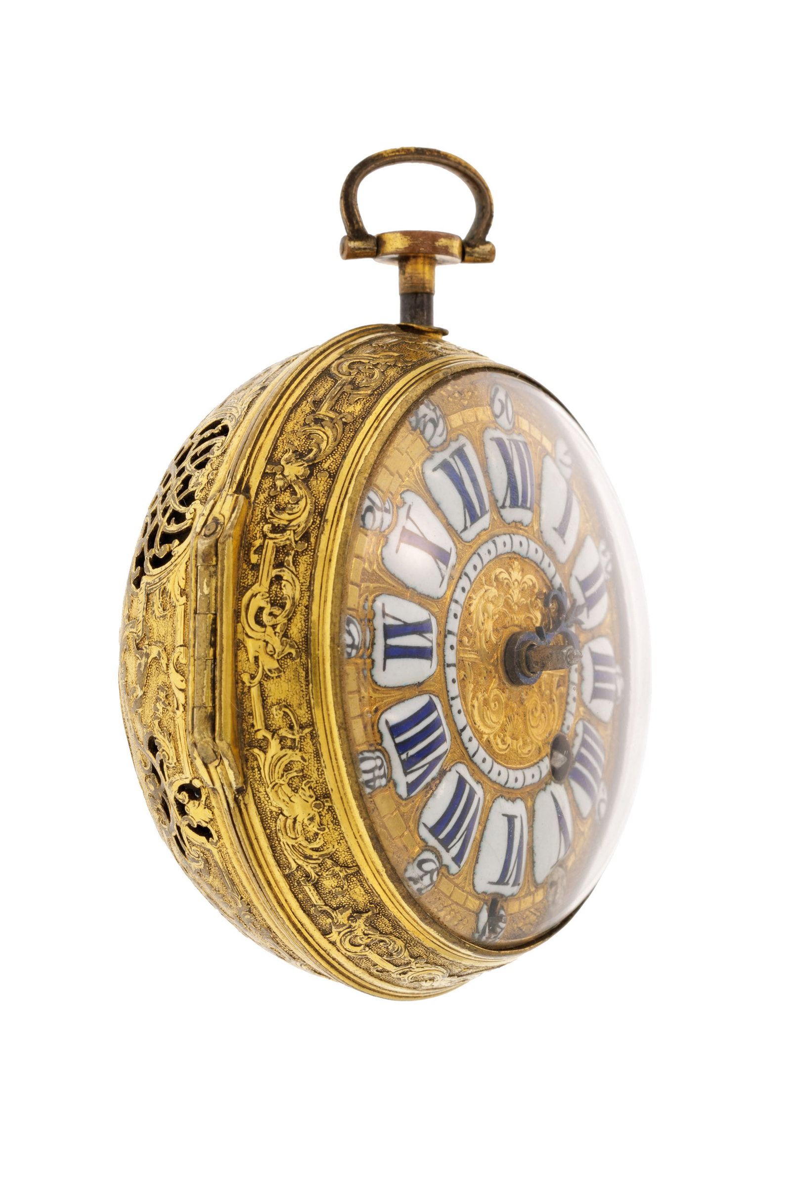 Pillon à Paris, montre de poche à coq en laiton à répétition, XVIIIe s. M - 2