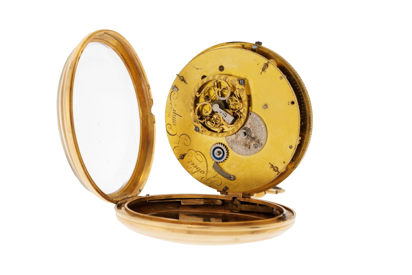 Robert & Comp., montre de poche à coq en or 750 avec indication du mois et de la date, XIXe s.  - 4