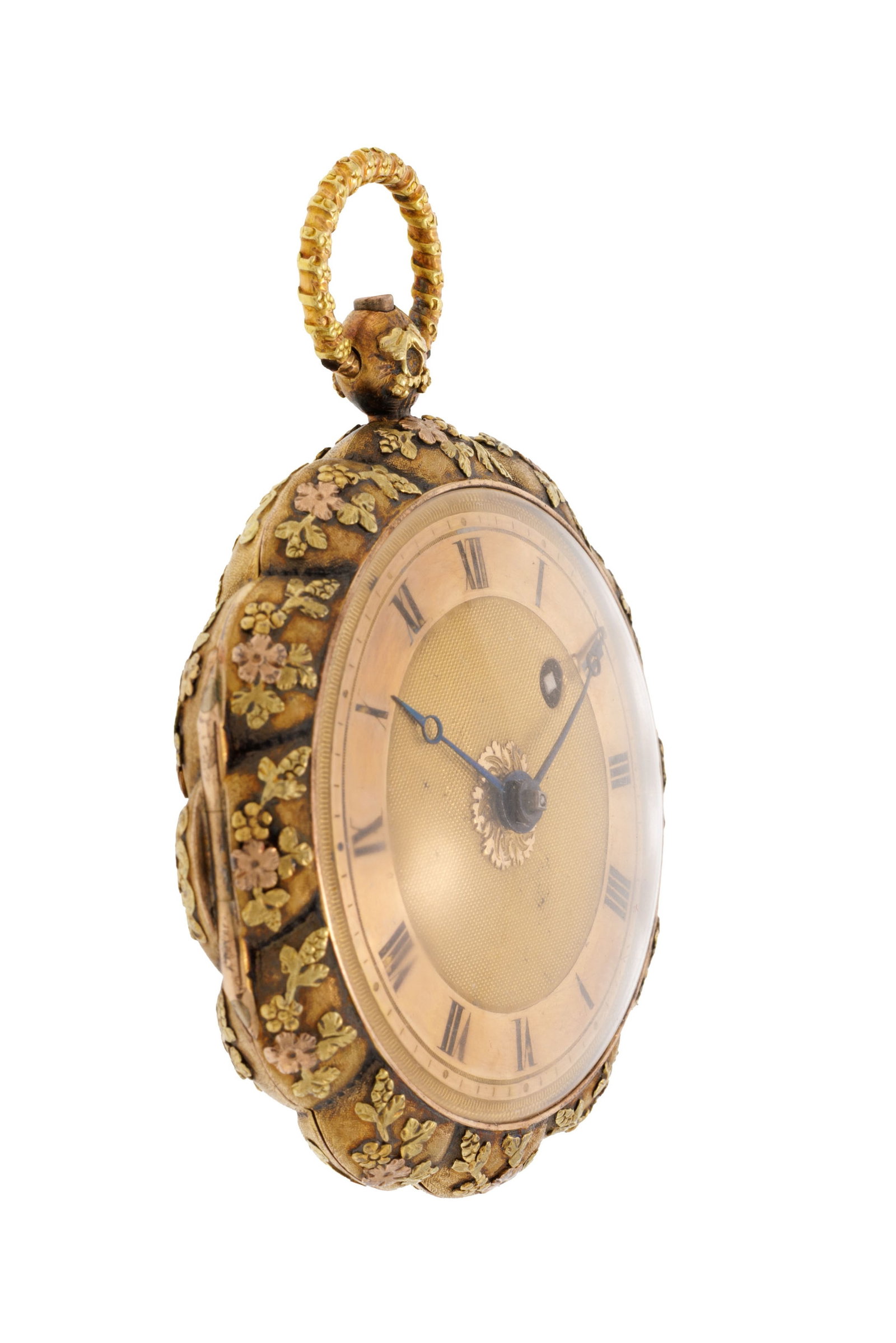 Montre de poche 3 ors 750 à motif floral, fin XIXe s. Mouvement: mécanique Boîtie - 2