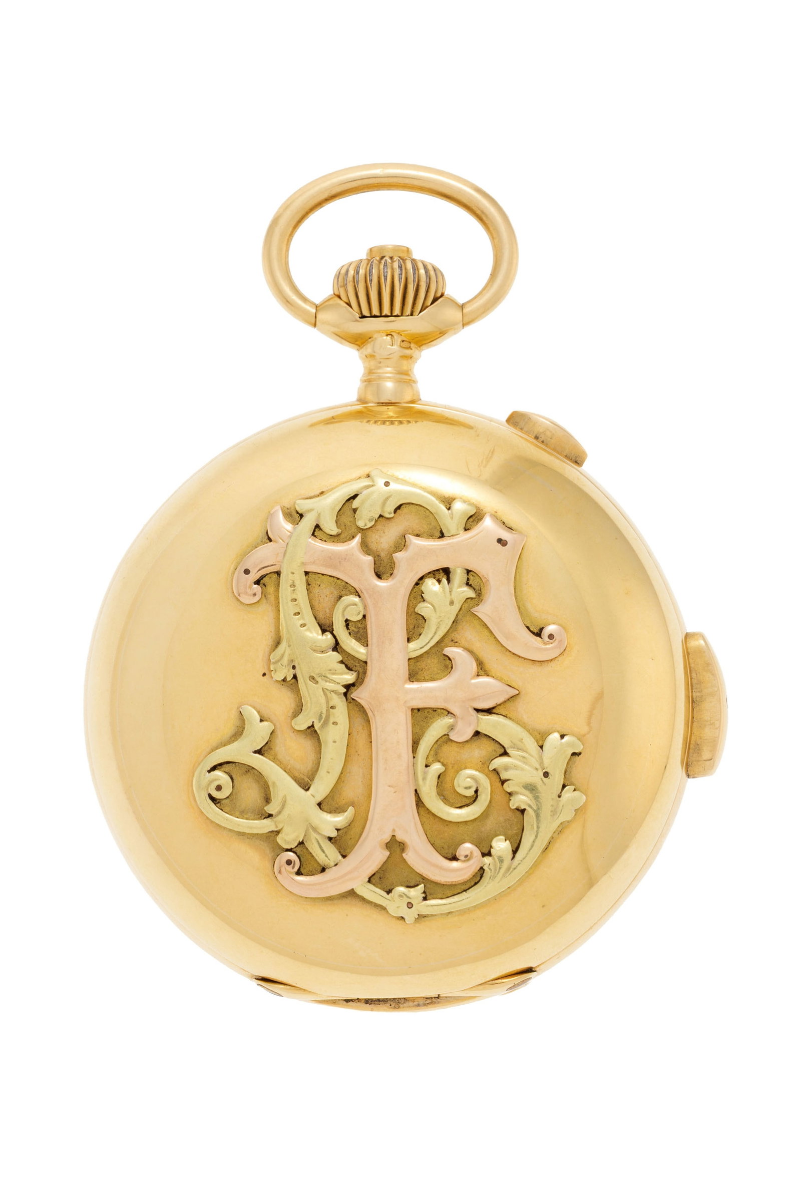 Montre de poche chronographe savonnette en or 750 à répétition, début XXe s. M - 2