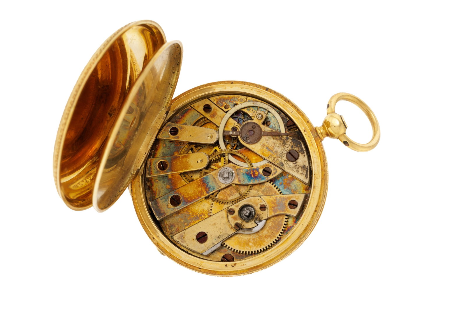 Montre de poche en or 750 et émail, XIXe s. Mouvement: mécanique Boîtier: n° - 5