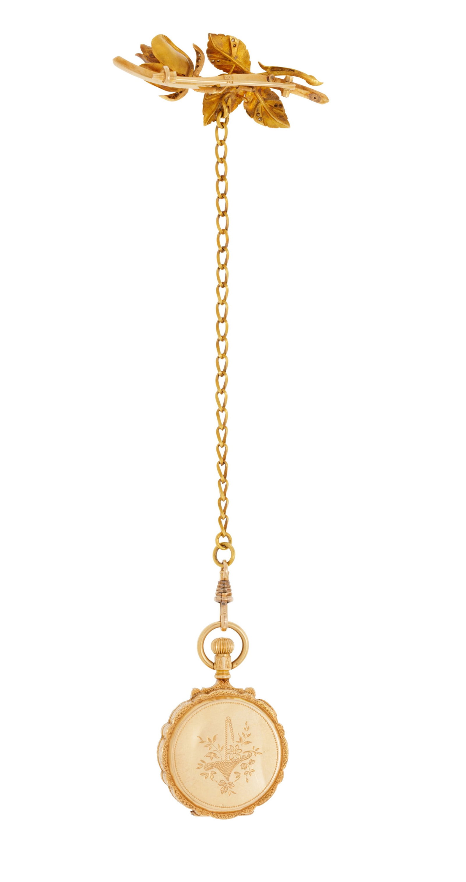 Montre de poche savonnette en or 750 au décor émaillé de musiciens sertie de diamants - 5