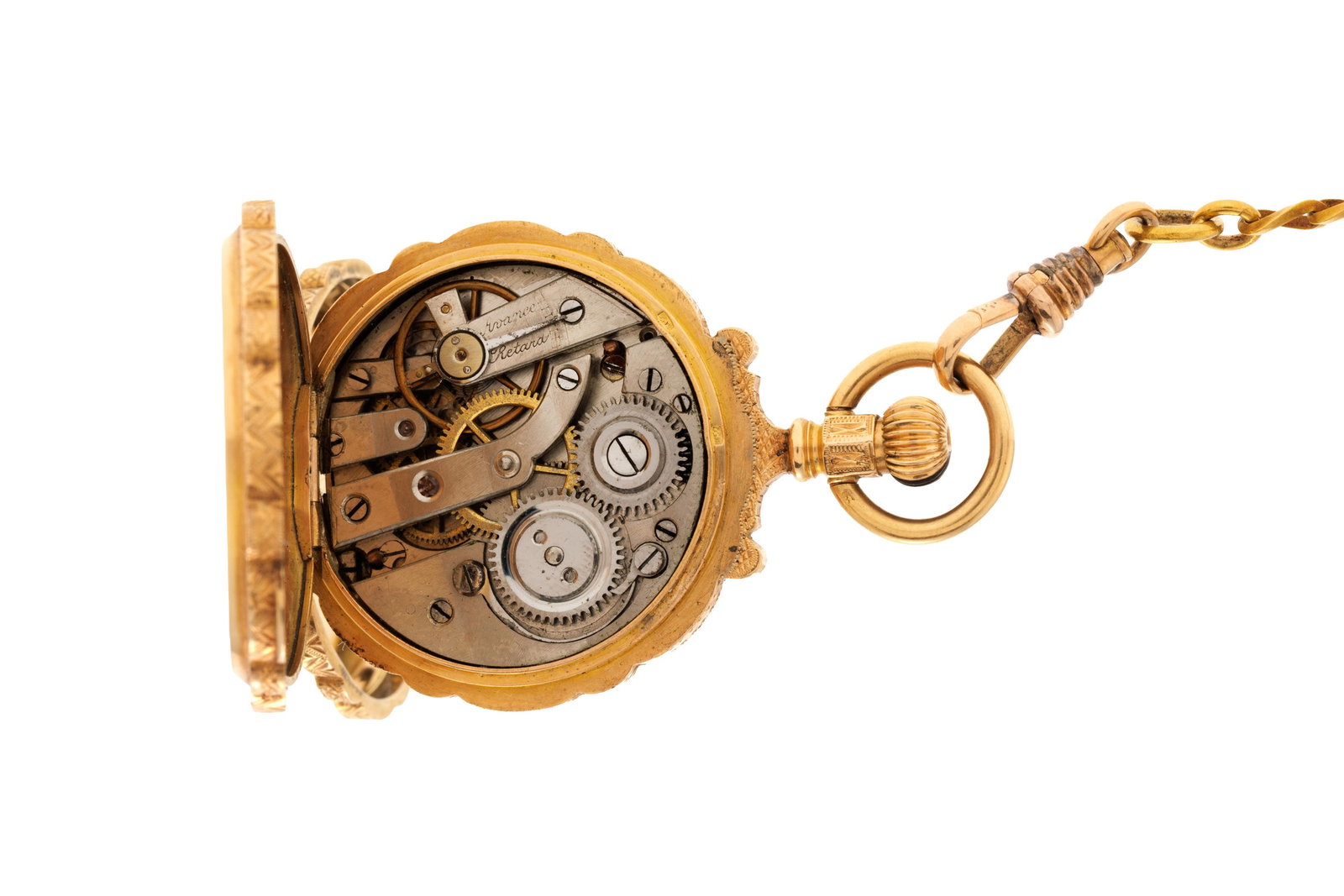 Montre de poche savonnette en or 750 au décor émaillé de musiciens sertie de diamants - 6