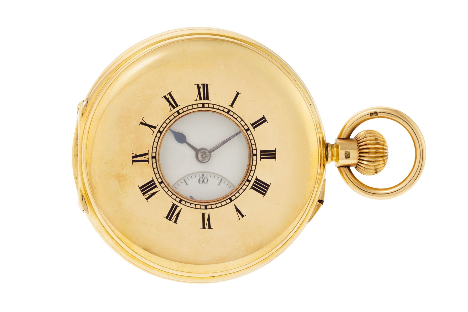 Montre de poche savonnette petite seconde en or 750, Londres, 1903 Mouvement: mécanique, n: Montre de poche savonnette petite seconde en or 750, Londres, 1903 Mouvement: mécanique, n°51239 Boîtier: diam. 55 mm Complication: compteur subsidiaire pour les secondes Poids: 145g <