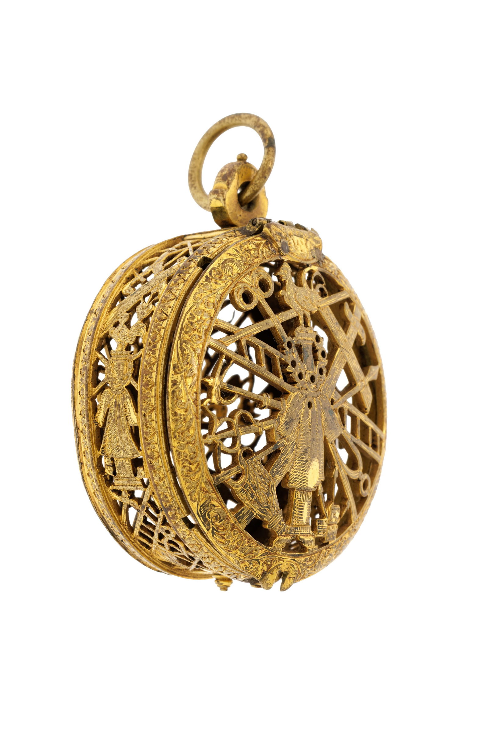 Boîtier de montre de poche en laiton ajouré, diam. 42 mm - 2
