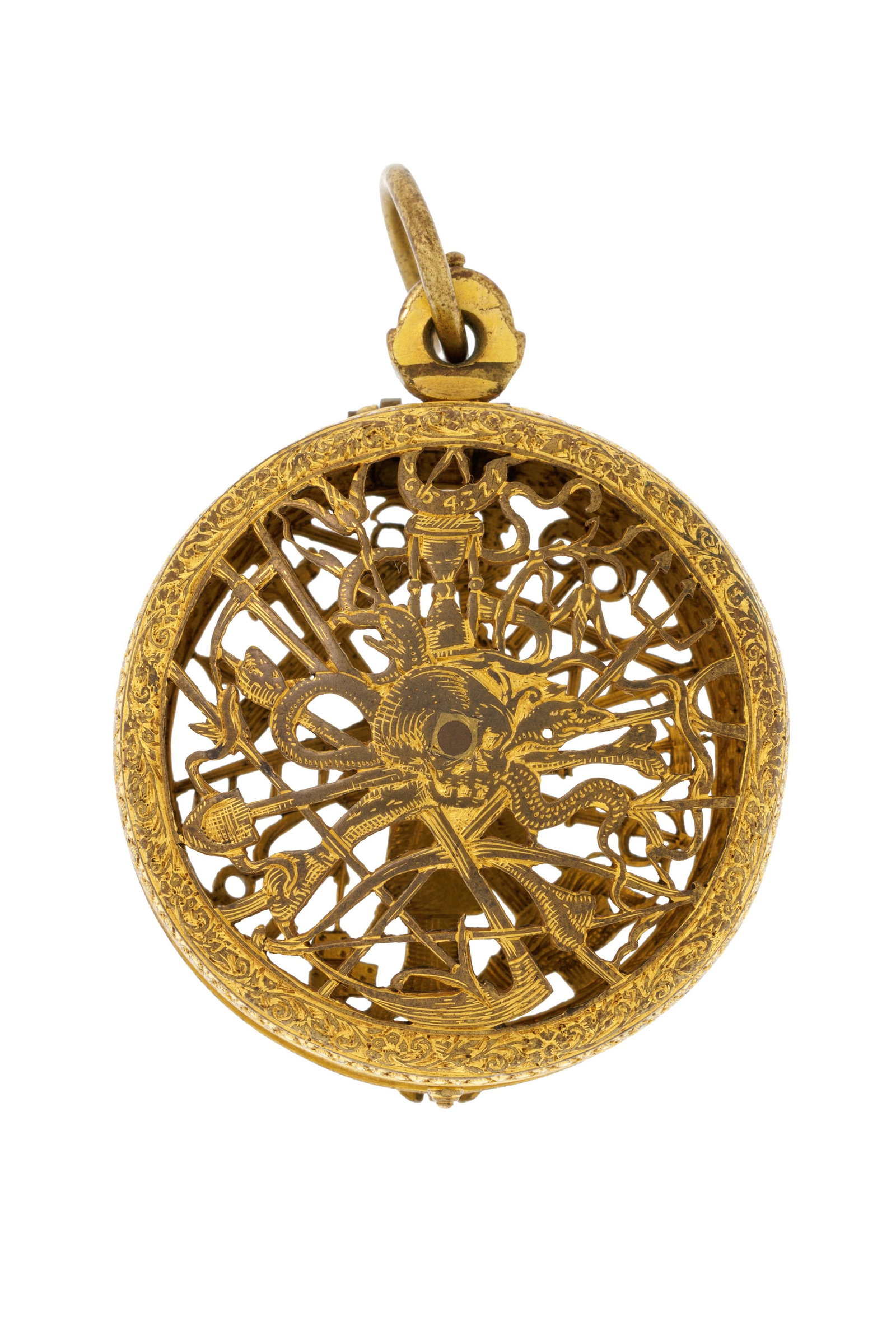 Boîtier de montre de poche en laiton ajouré, diam. 42 mm - 3
