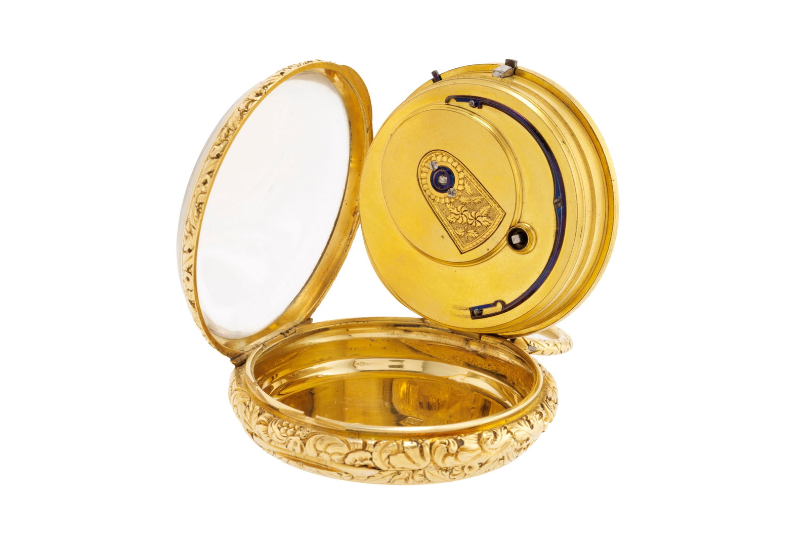 Joseph Johnson Liverpool, montre de poche petite seconde en or 750 à décor floral, dé - 4