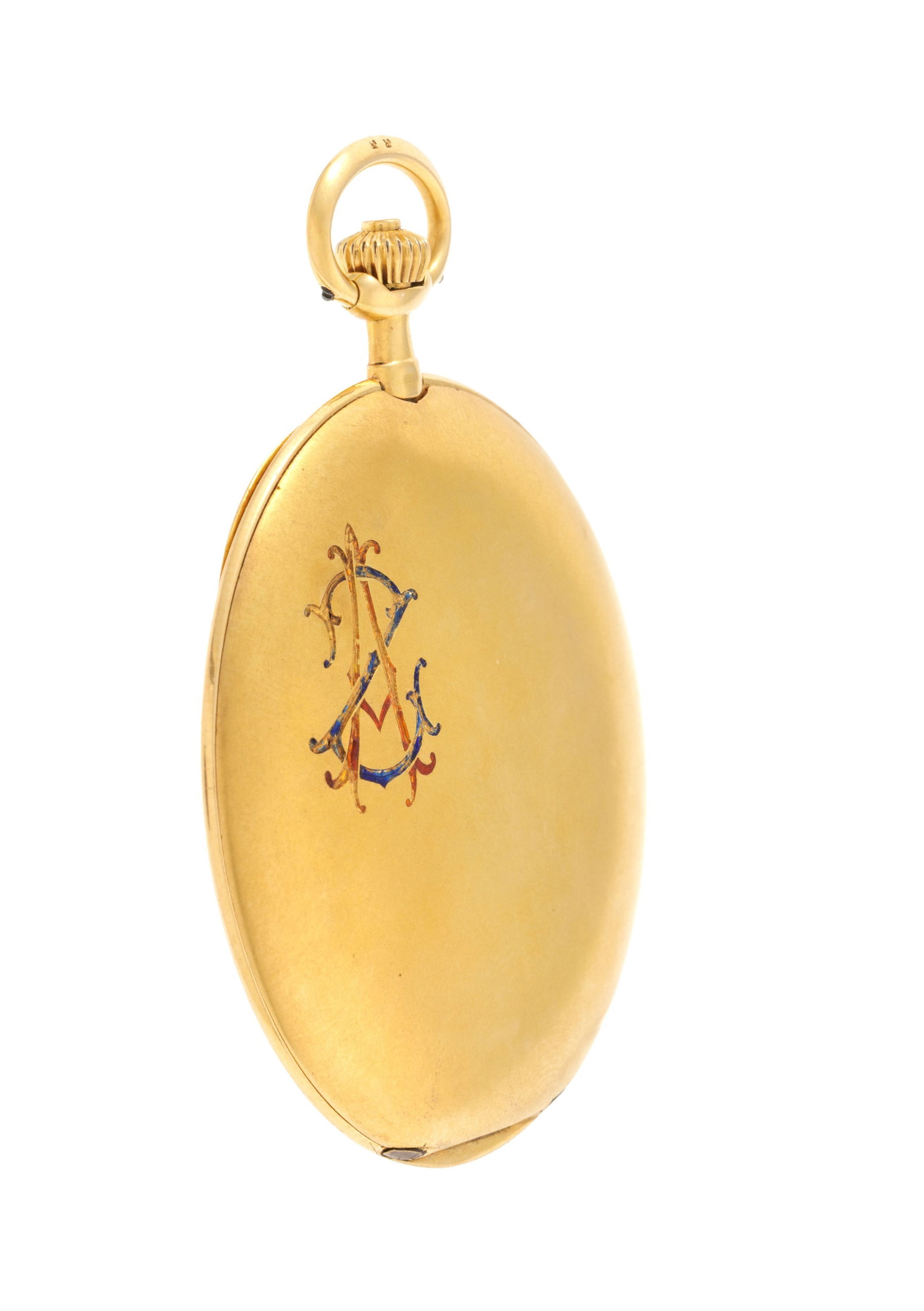 Movado pour A l’Emeraude Lausanne, montre de poche extra plate en or 750 avec monogramme é - 3