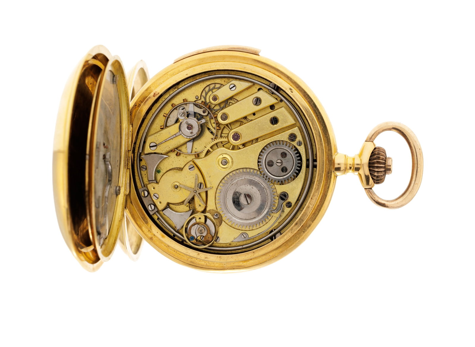 Montre de poche petite seconde en or 750 à répétition ornée d'un automate é - 6