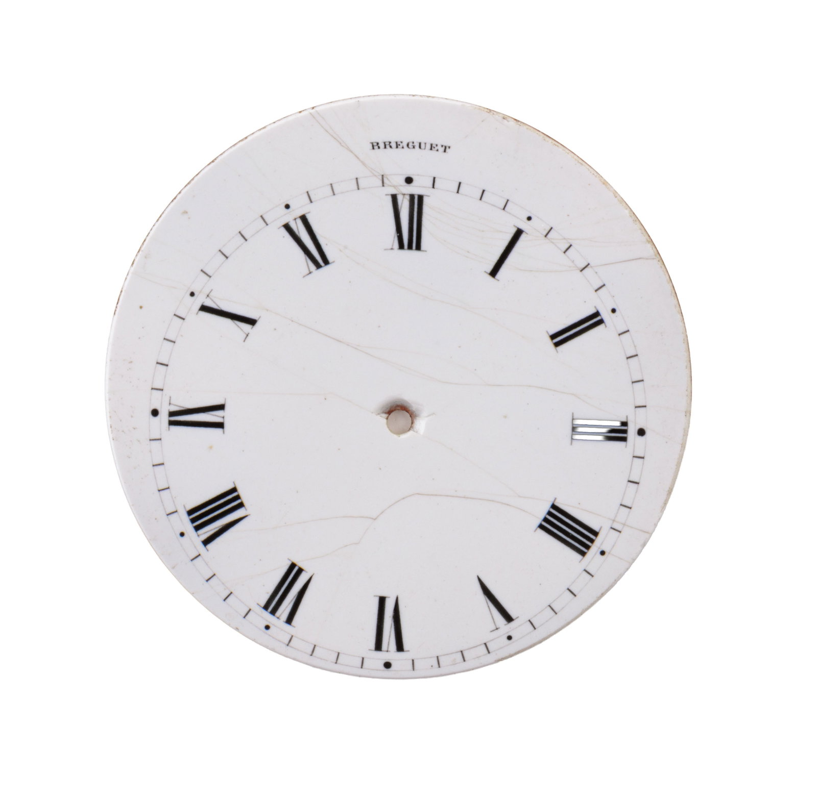 Lot de 6 cadrans de montre de poche en émail blanc comprenant un Breguet, un Breguet & Fils et  - 6