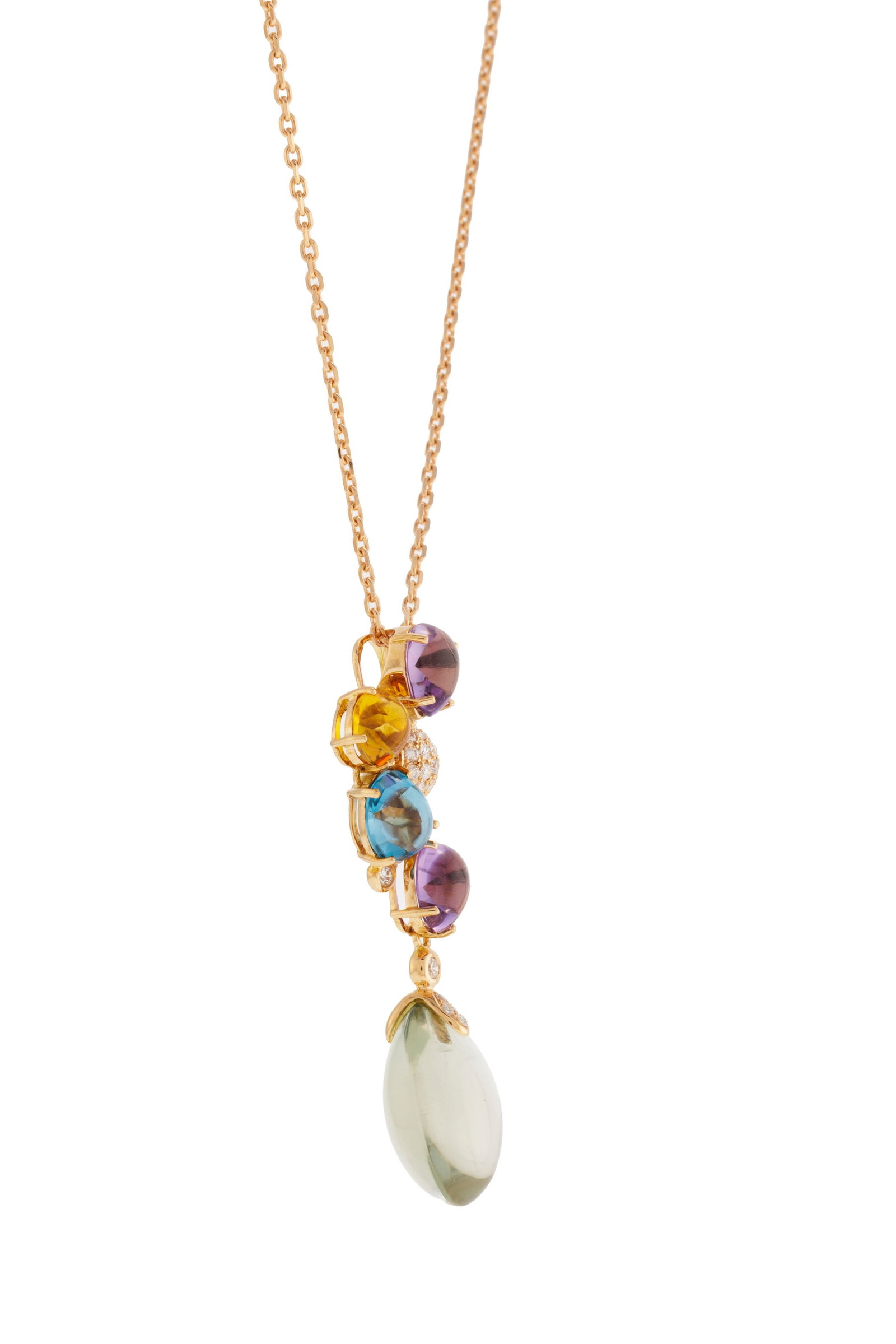 Bucherer, pendentif en or rose 750 serti de gouttes d'améthyste, de citrine, de topaze et de qu - 2