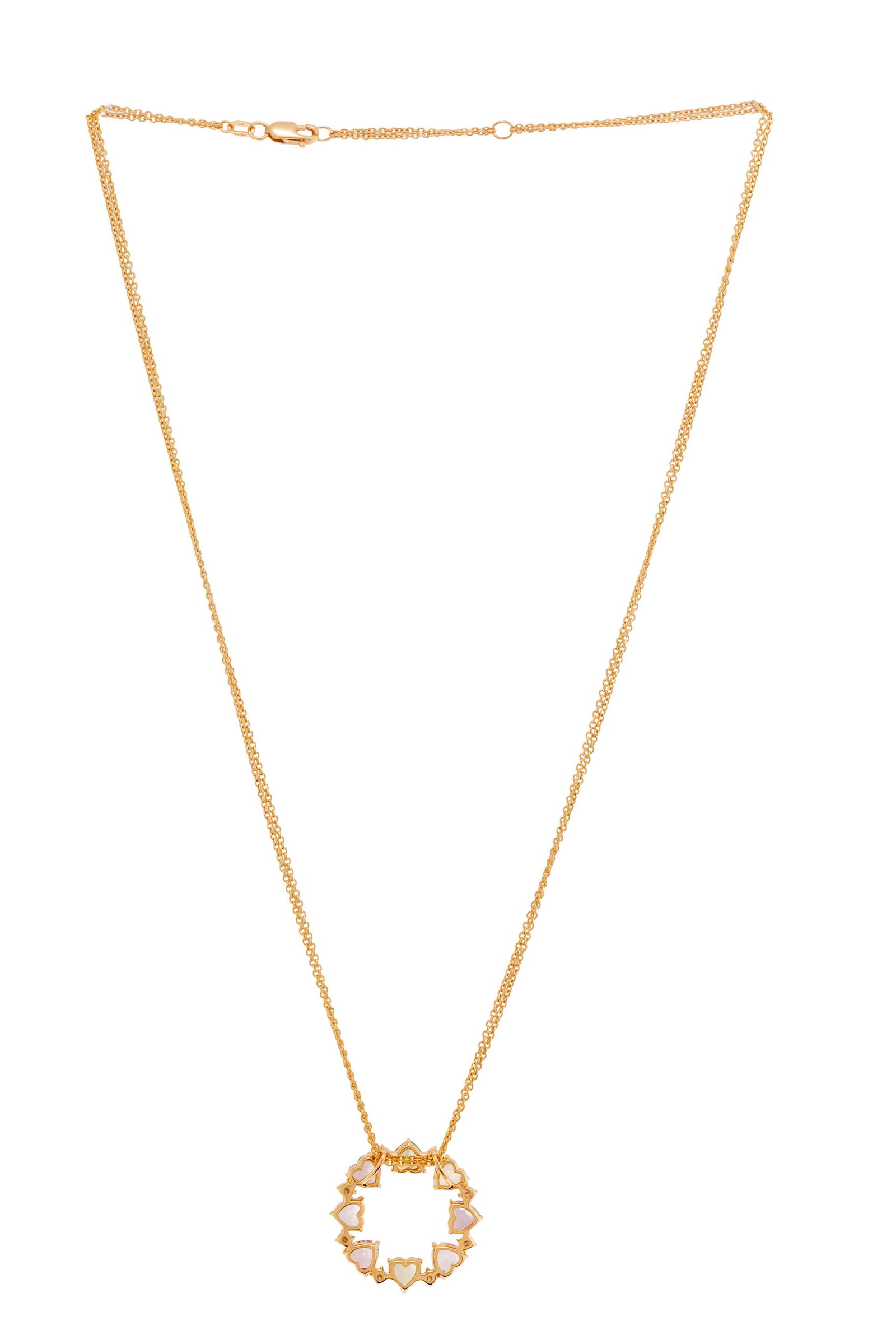 Bucherer, pendentif circulaire en or rose 750 serti de saphirs de couleur taillés en cœur  - 3