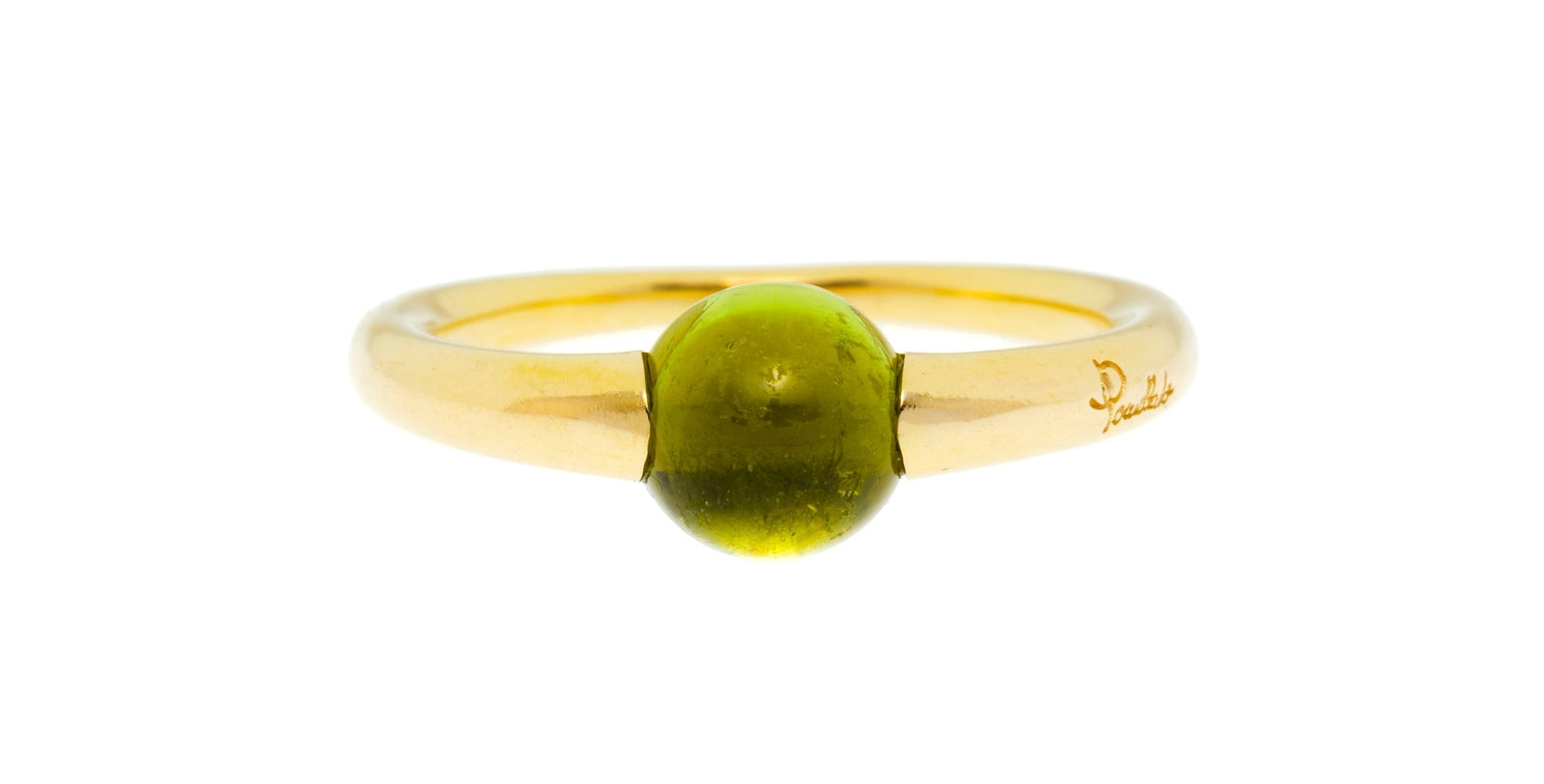 Pomellato, M'ama non M'ama, bague or 750 sertie d'un cabochon de péridot, signée, doigt 50: Pomellato, M'ama non M'ama, bague or 750 sertie d'un cabochon de péridot, signée, doigt 50-10, boîte Condition Monture: Bon état de conservation général. Présence
