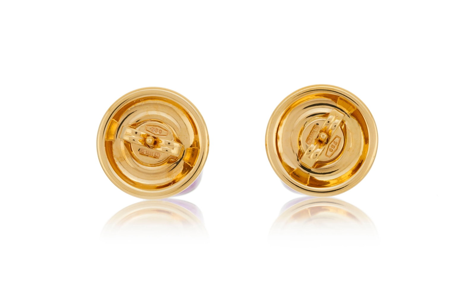 Pomellato, Nudo, paire de clous d'oreilles or 750 sertis d'améthystes facettées, h. 0.9 cm - 3