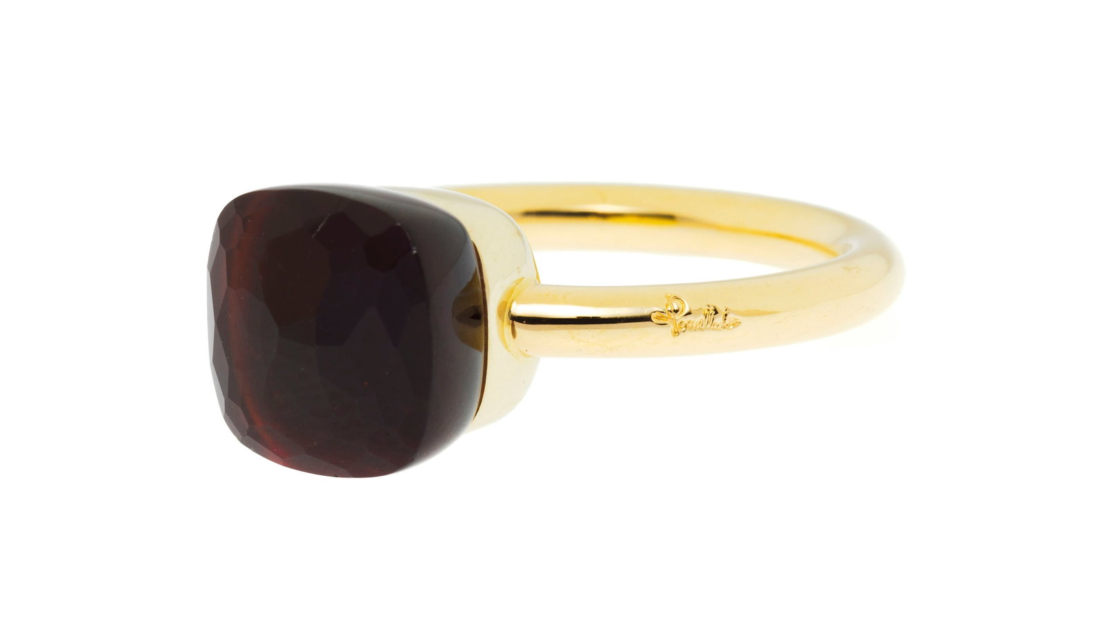 Pomellato, Nudo, bague or 750 sertie d'un grenat facetté, signée, doigt 56-16, 8g - 2