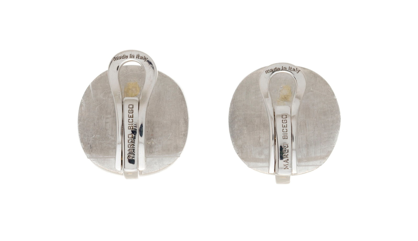 Marco Bicego, paire de clips d'oreilles or gris 750 texturé sertis foilback de topazes facett&# - 3